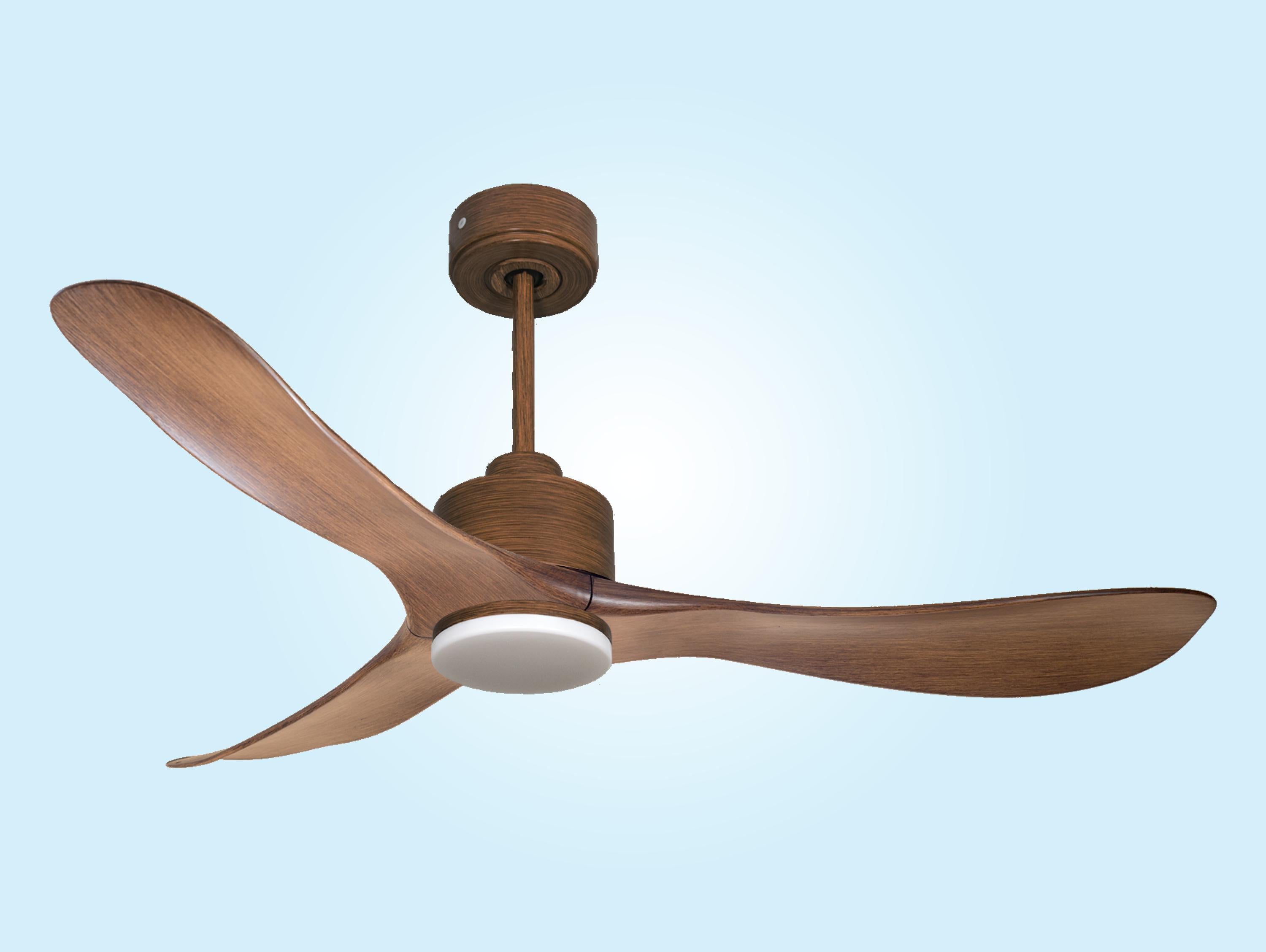Ventilatore da soffitto Reversibile Termostato Dimmabile Wifi Motore CC Tetti inclinati Telecomando Luce a tre toni Hypersilence Memoria