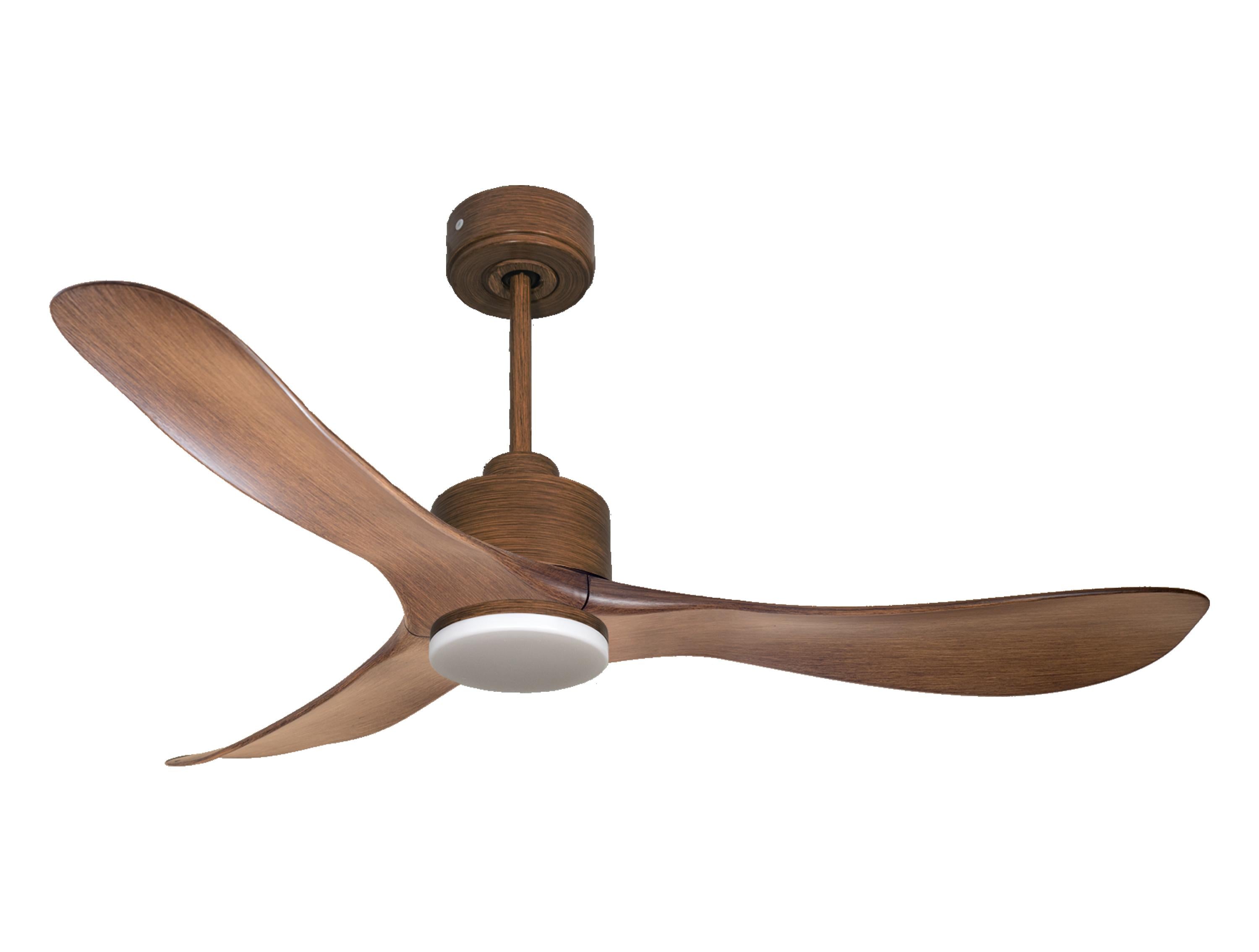 Ventilatore da soffitto Reversibile Termostato Dimmabile Wifi Motore CC Tetti inclinati Telecomando Luce a tre toni Hypersilence Memoria
