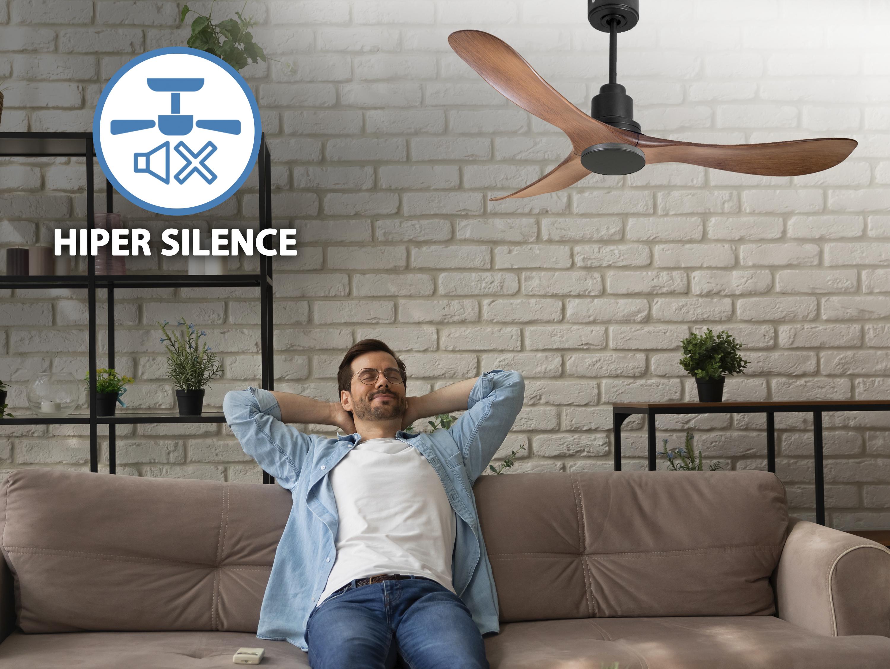 Ventilatore da soffitto Reversibile Termostato Wifi Motore CC Tetti inclinati Telecomando Hypersilence Memoria