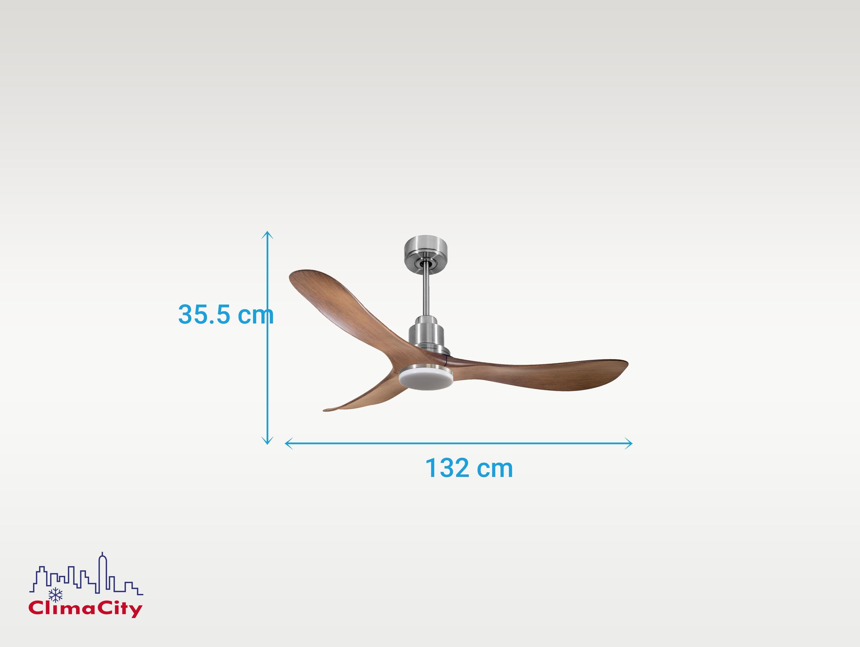 Ventilatore da soffitto Reversibile Termostato Dimmabile Wifi Motore CC Tetti inclinati Telecomando Luce a tre toni Hypersilence Memoria Shopify Vendible (AUTOMATICO)