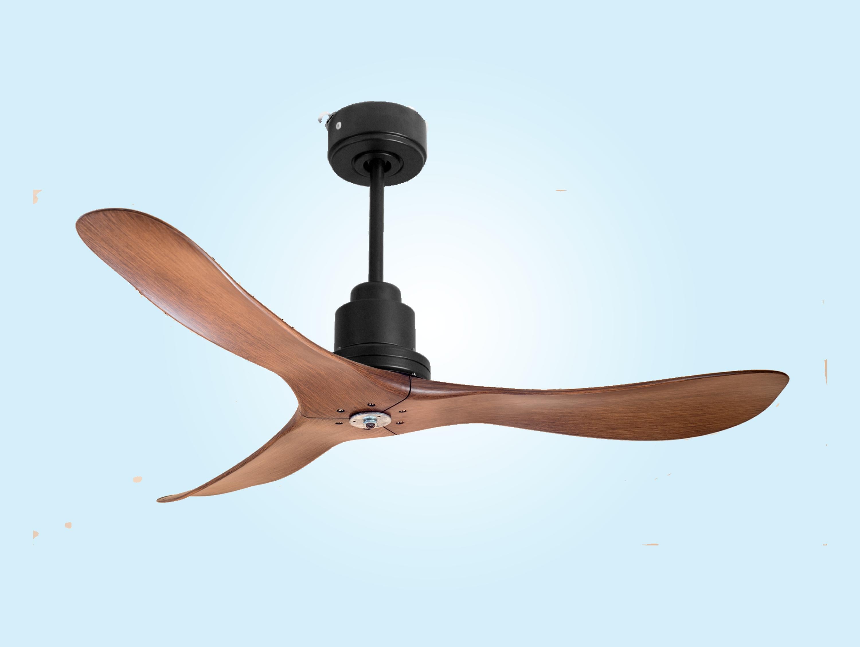 Ventilatore da soffitto Reversibile Termostato Dimmabile Wifi Motore CC Tetti inclinati Telecomando Luce a tre toni Hypersilence Memoria Shopify Vendible (AUTOMATICO)