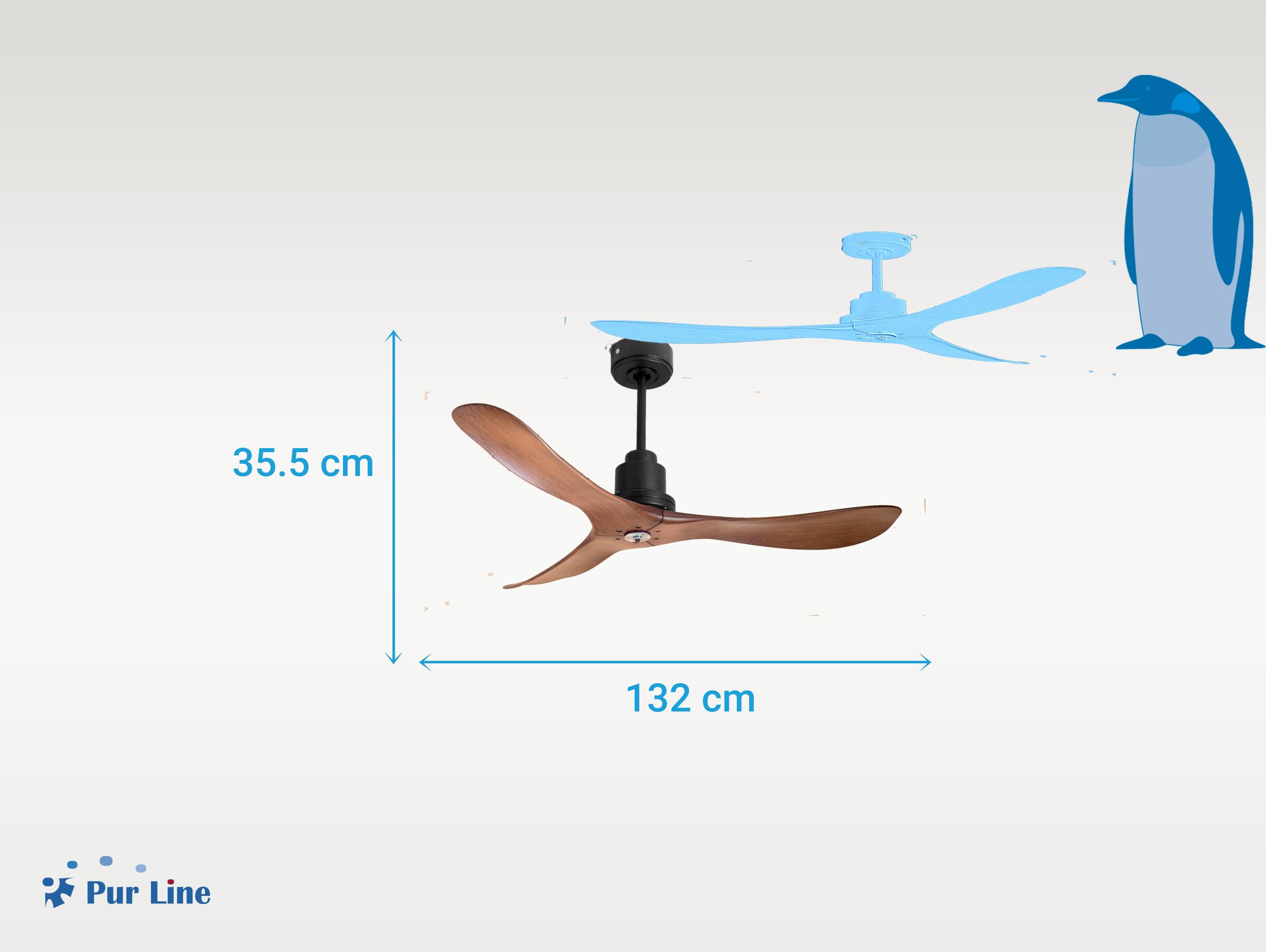 Ventilatore da soffitto Reversibile Termostato Dimmabile Wifi Motore CC Tetti inclinati Telecomando Luce a tre toni Hypersilence Memoria Shopify Vendible (AUTOMATICO)