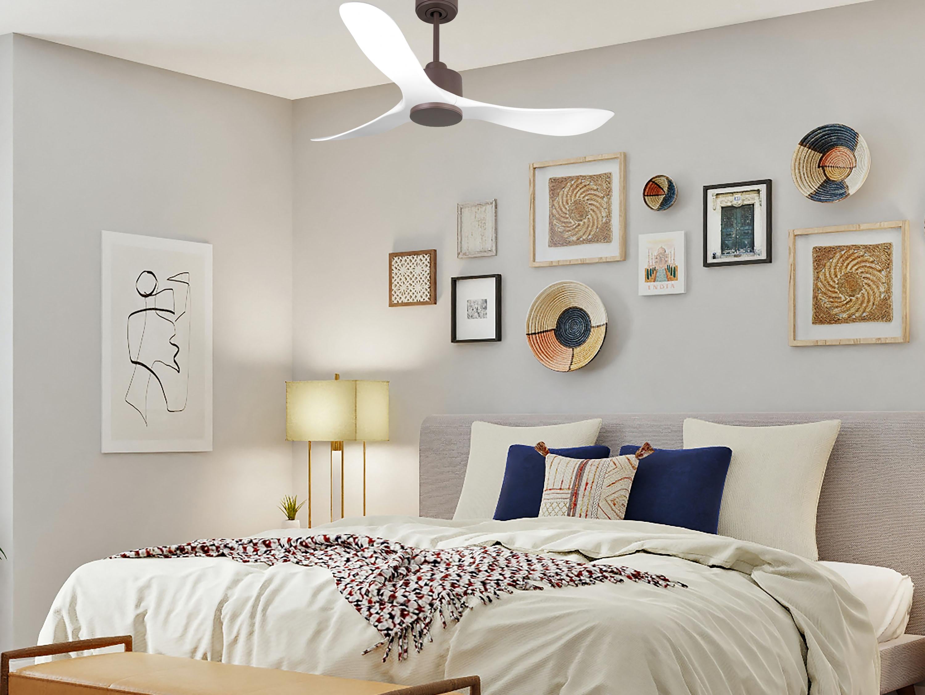 Ventilatore da soffitto Reversibile Termostato Wifi Motore CC Tetti inclinati Telecomando Hypersilence Memoria
