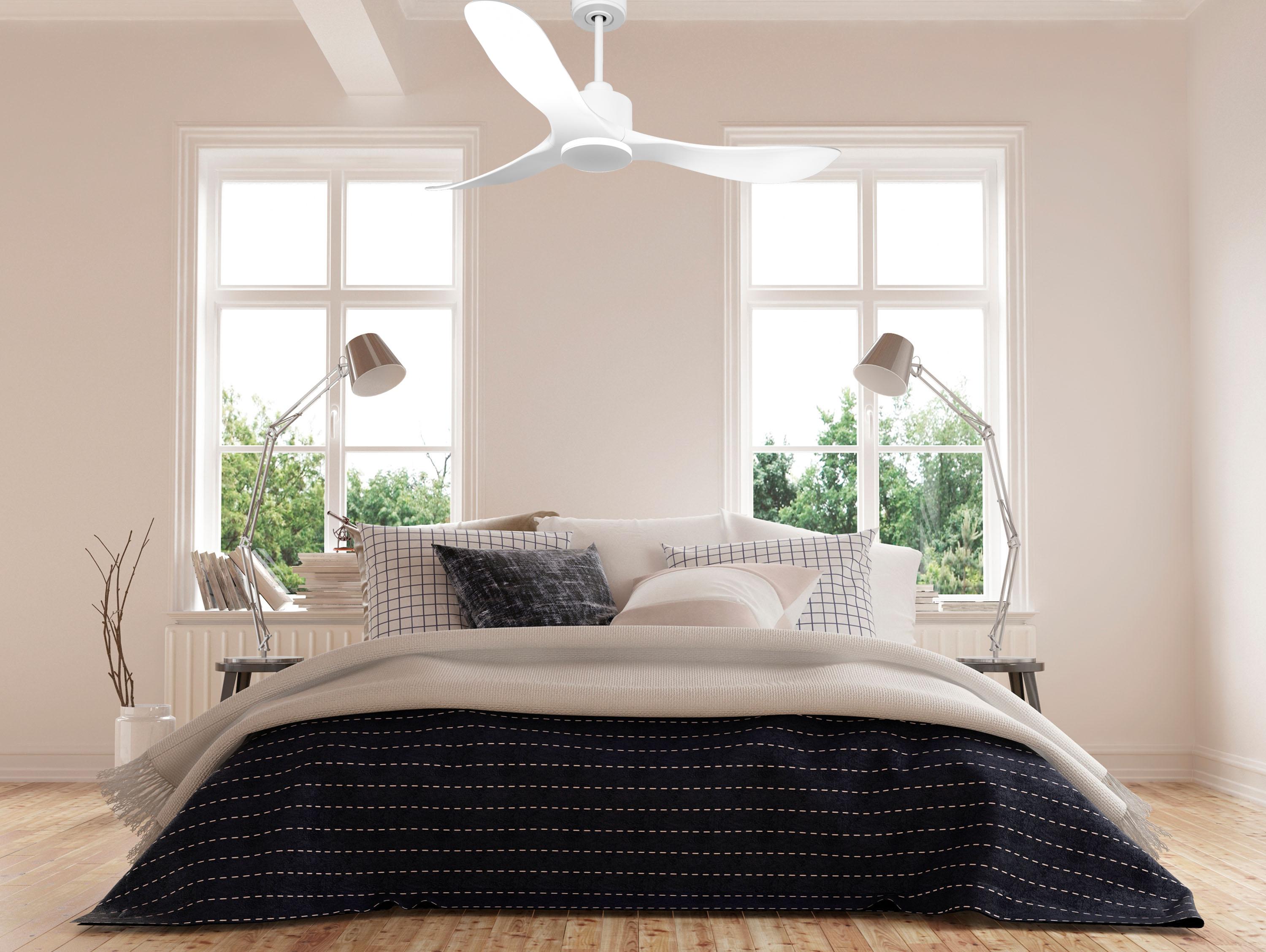 Ventilatore da soffitto Reversibile Termostato Wifi Motore CC Tetti inclinati Telecomando Hypersilence Memoria