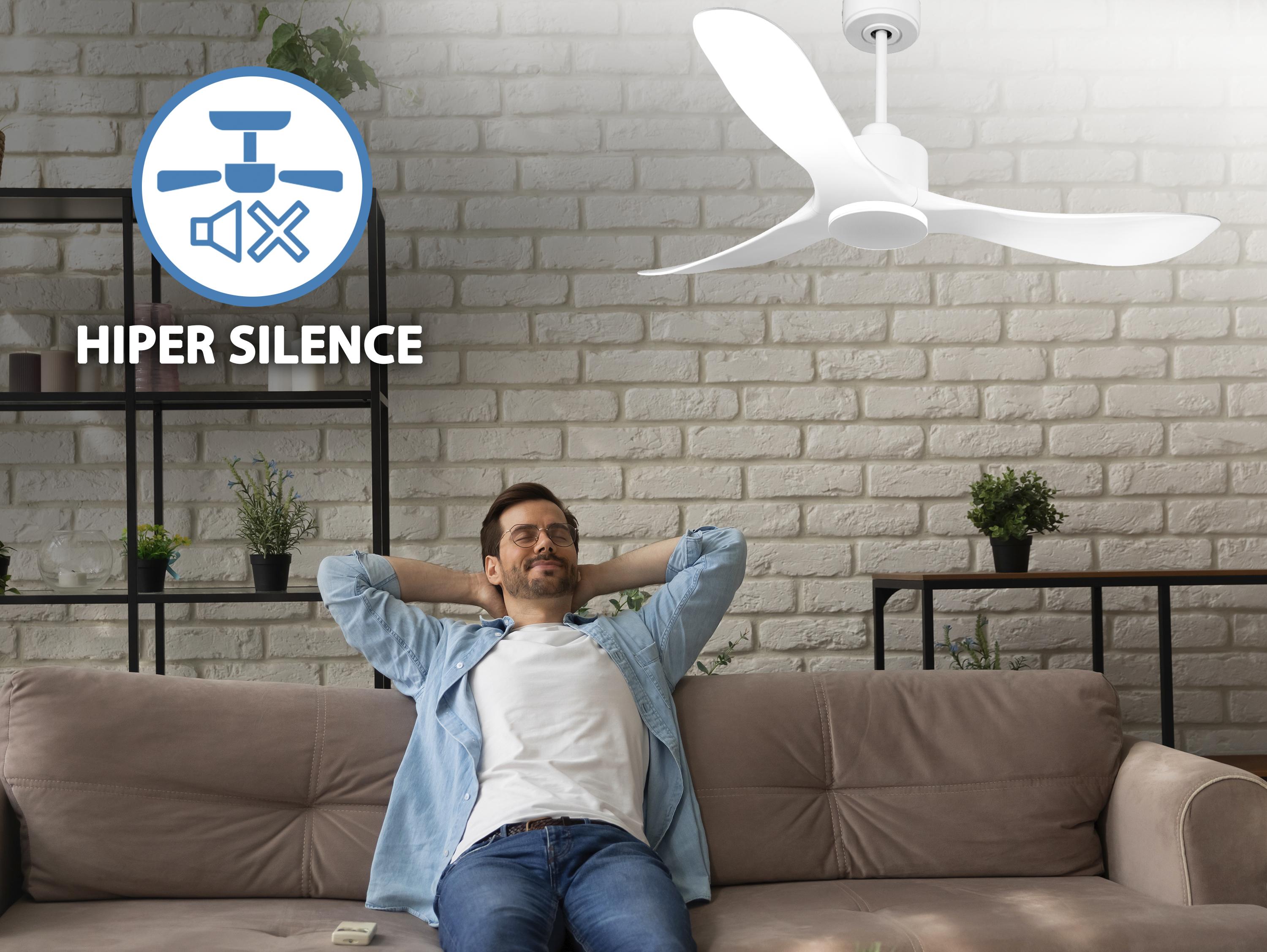 Ventilatore da soffitto Reversibile Termostato Wifi Motore CC Tetti inclinati Telecomando Hypersilence Memoria