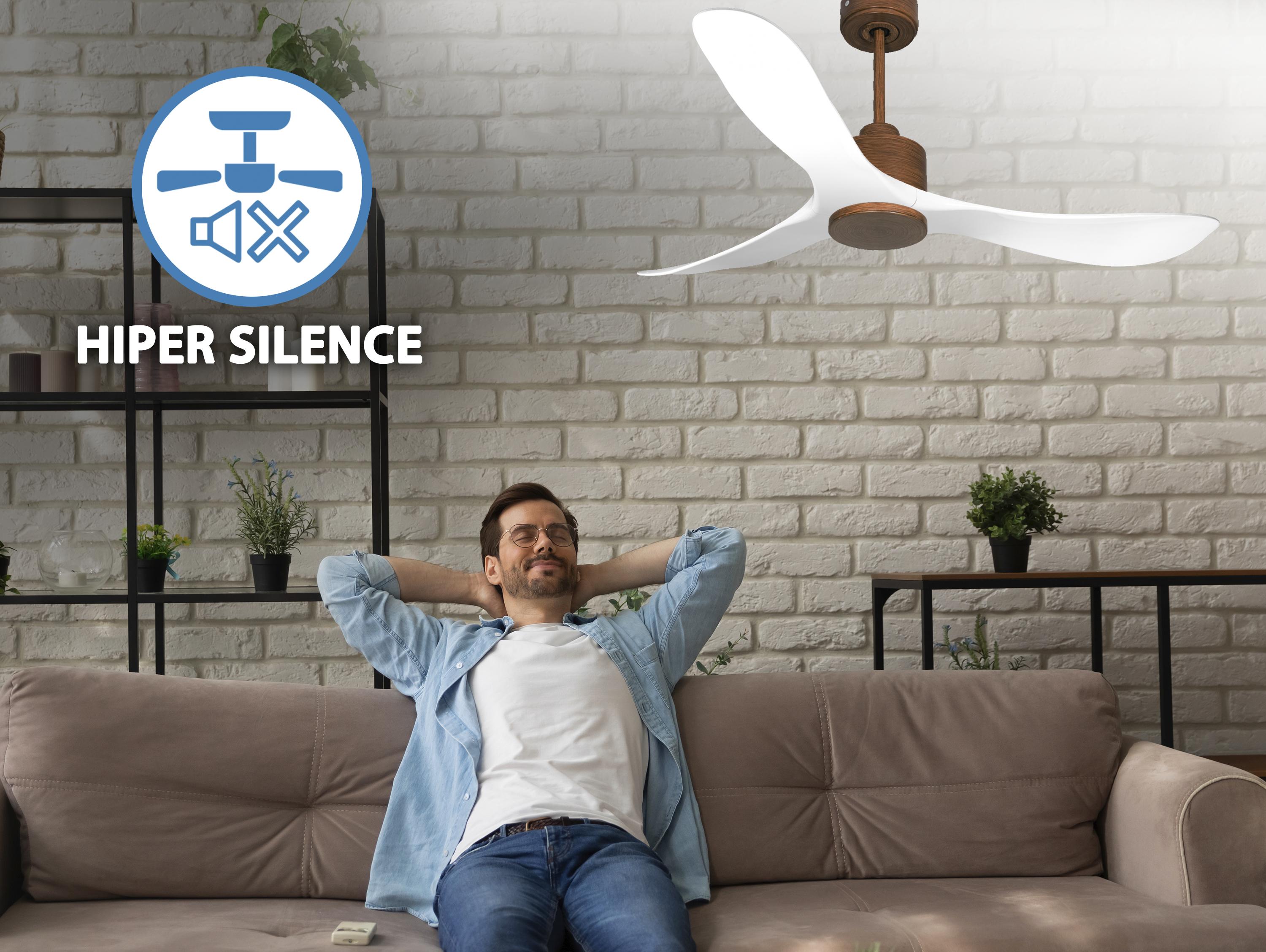 Ventilatore da soffitto Reversibile Termostato Wifi Motore CC Tetti inclinati Telecomando Hypersilence Memoria