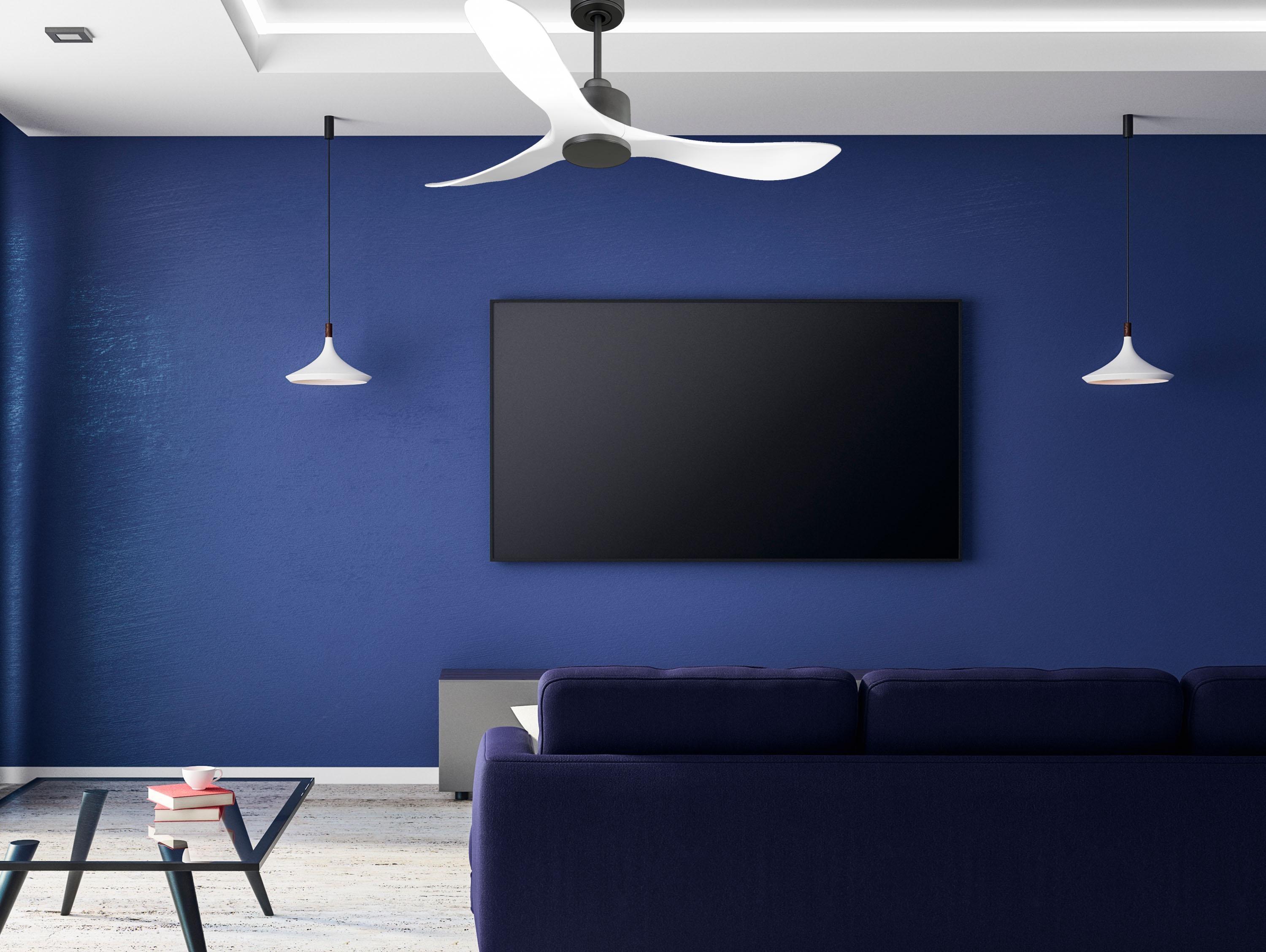 Ventilatore da soffitto Reversibile Termostato Wifi Motore CC Tetti inclinati Telecomando Hypersilence Memoria