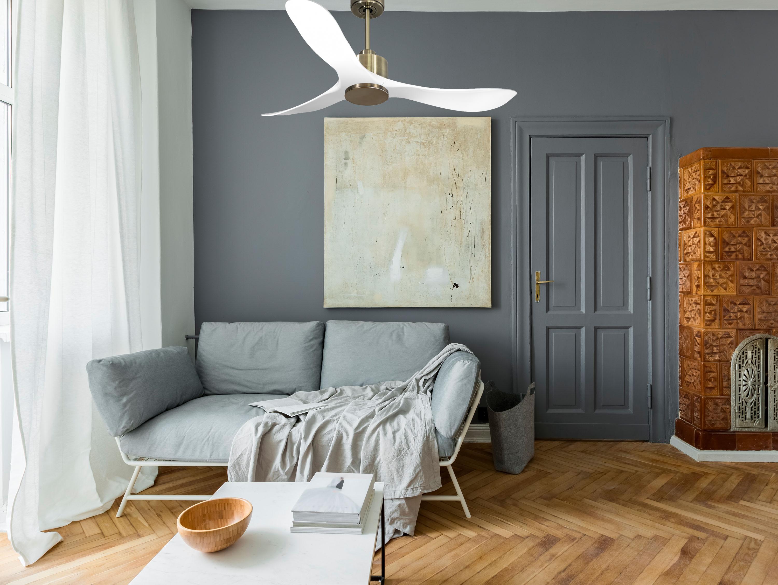 Ventilatore da soffitto Reversibile Termostato Wifi Motore CC Tetti inclinati Telecomando Hypersilence Memoria