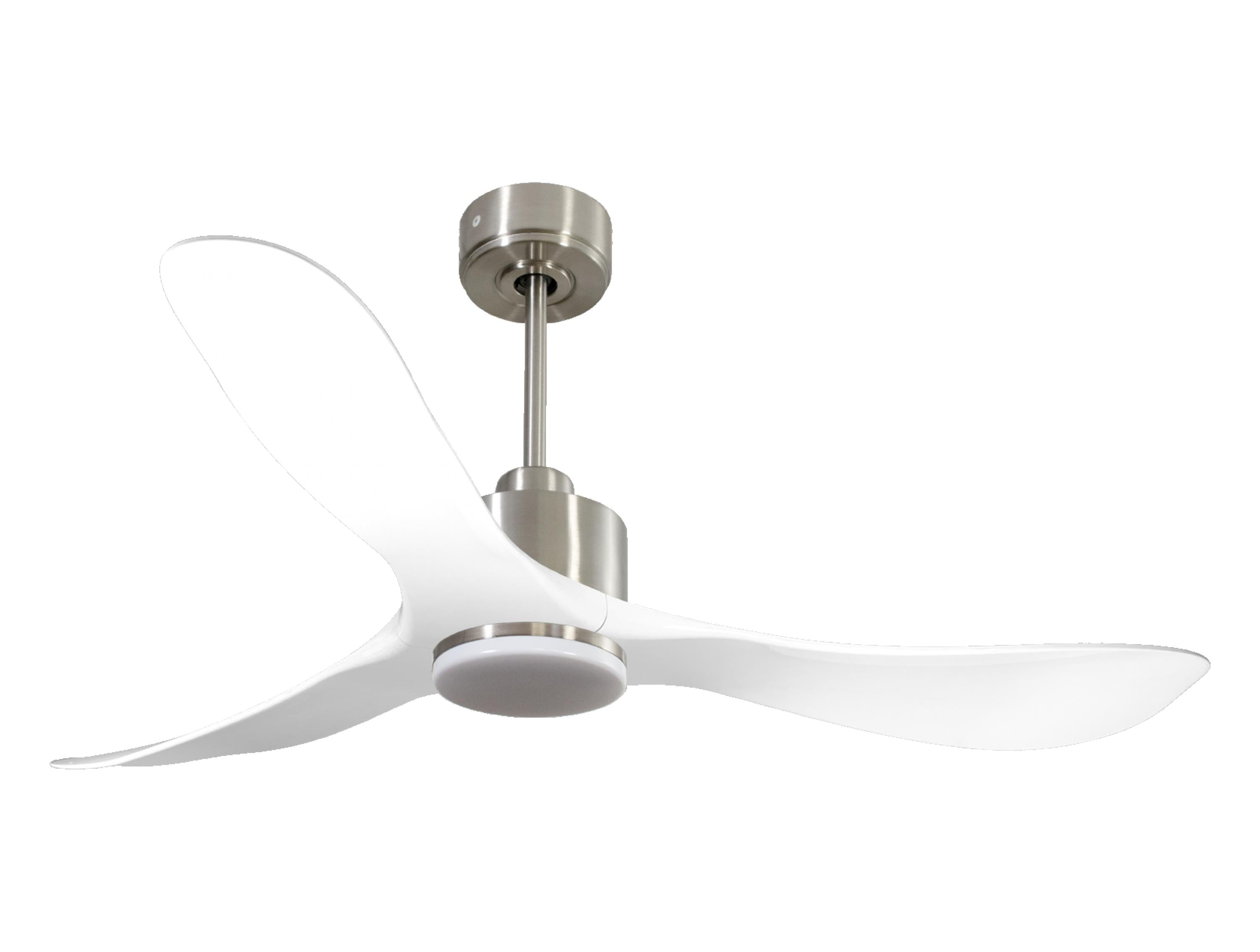 Ventilatore da soffitto Reversibile Termostato Dimmabile Wifi Motore CC Tetti inclinati Telecomando Luce a tre toni Hypersilence Memoria