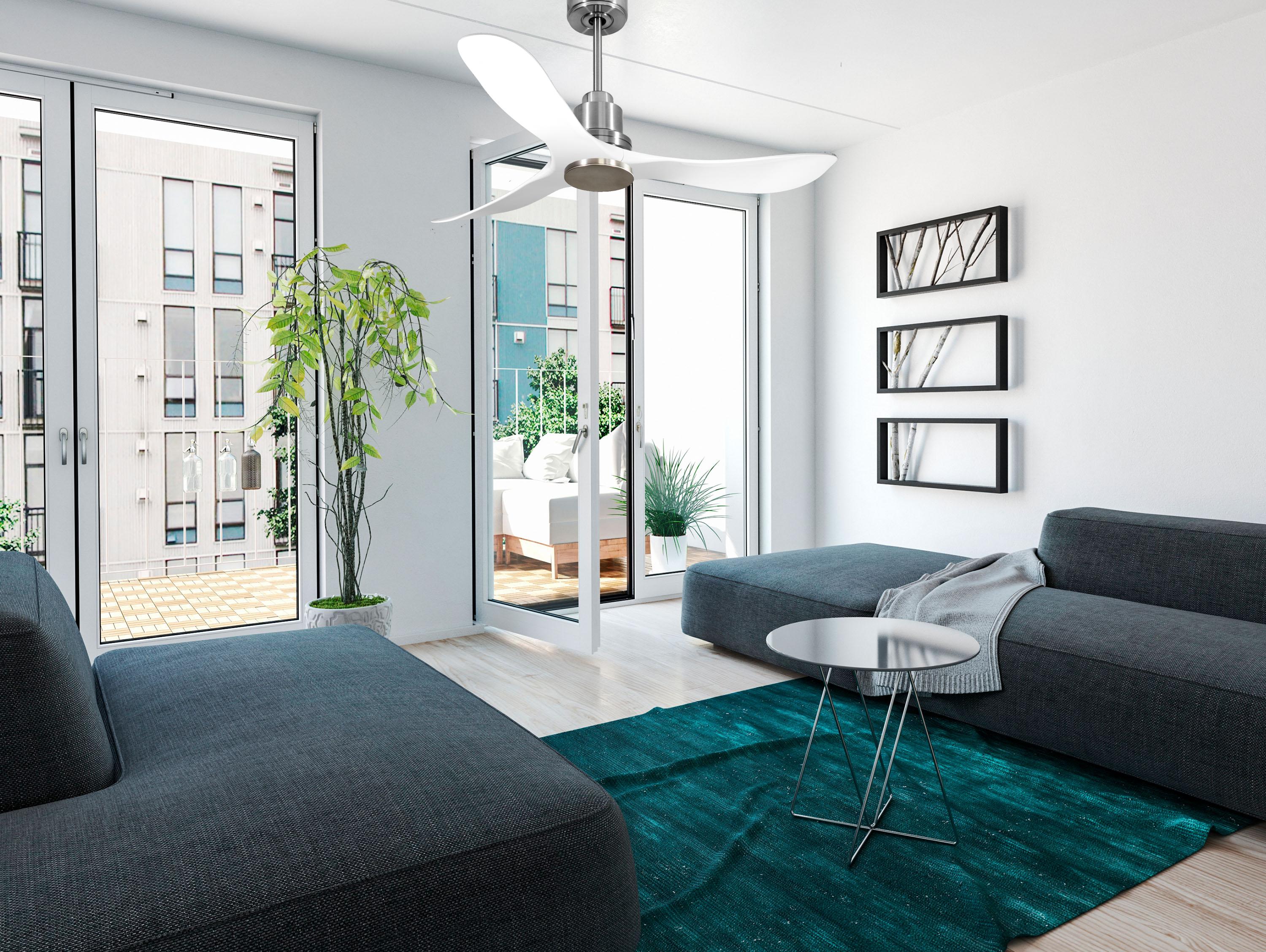 Ventilatore da soffitto Reversibile Termostato Wifi Motore CC Tetti inclinati Telecomando Hypersilence Memoria Shopify Vendible (AUTOMATICO)