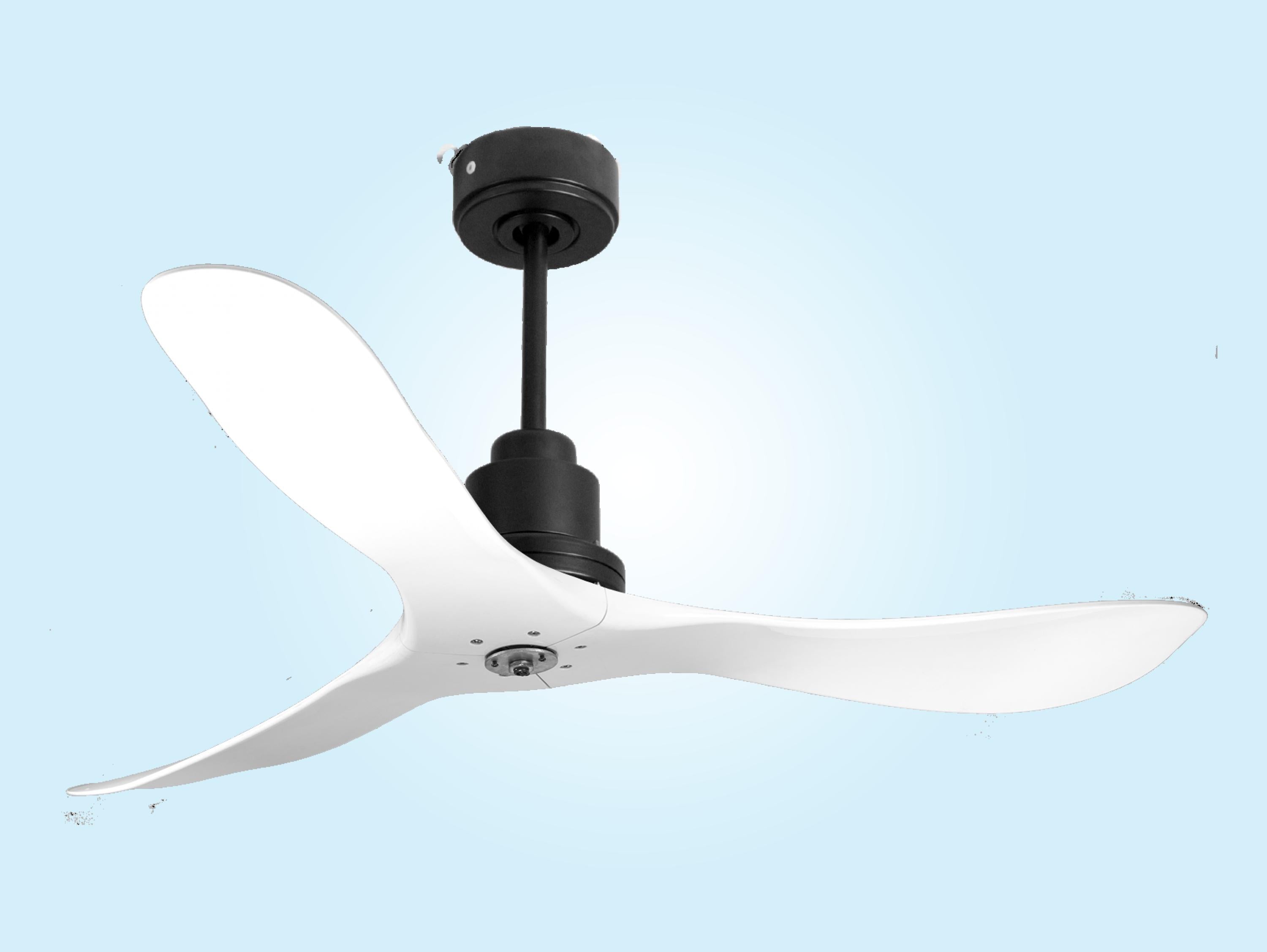 Ventilatore da soffitto Reversibile Termostato Dimmabile Wifi Motore CC Tetti inclinati Telecomando Luce a tre toni Hypersilence Memoria