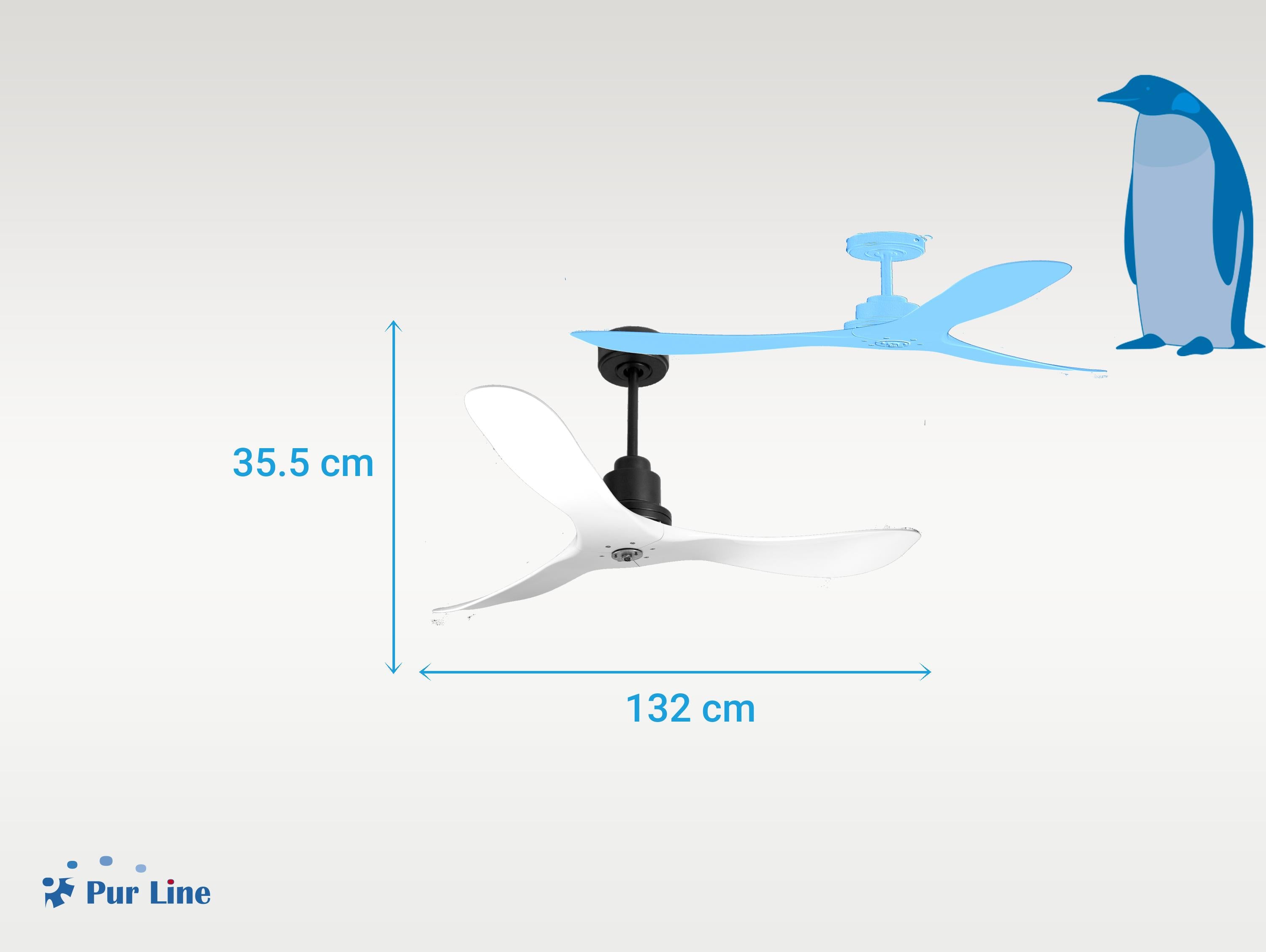 Ventilatore da soffitto Reversibile Termostato Dimmabile Wifi Motore CC Tetti inclinati Telecomando Luce a tre toni Hypersilence Memoria