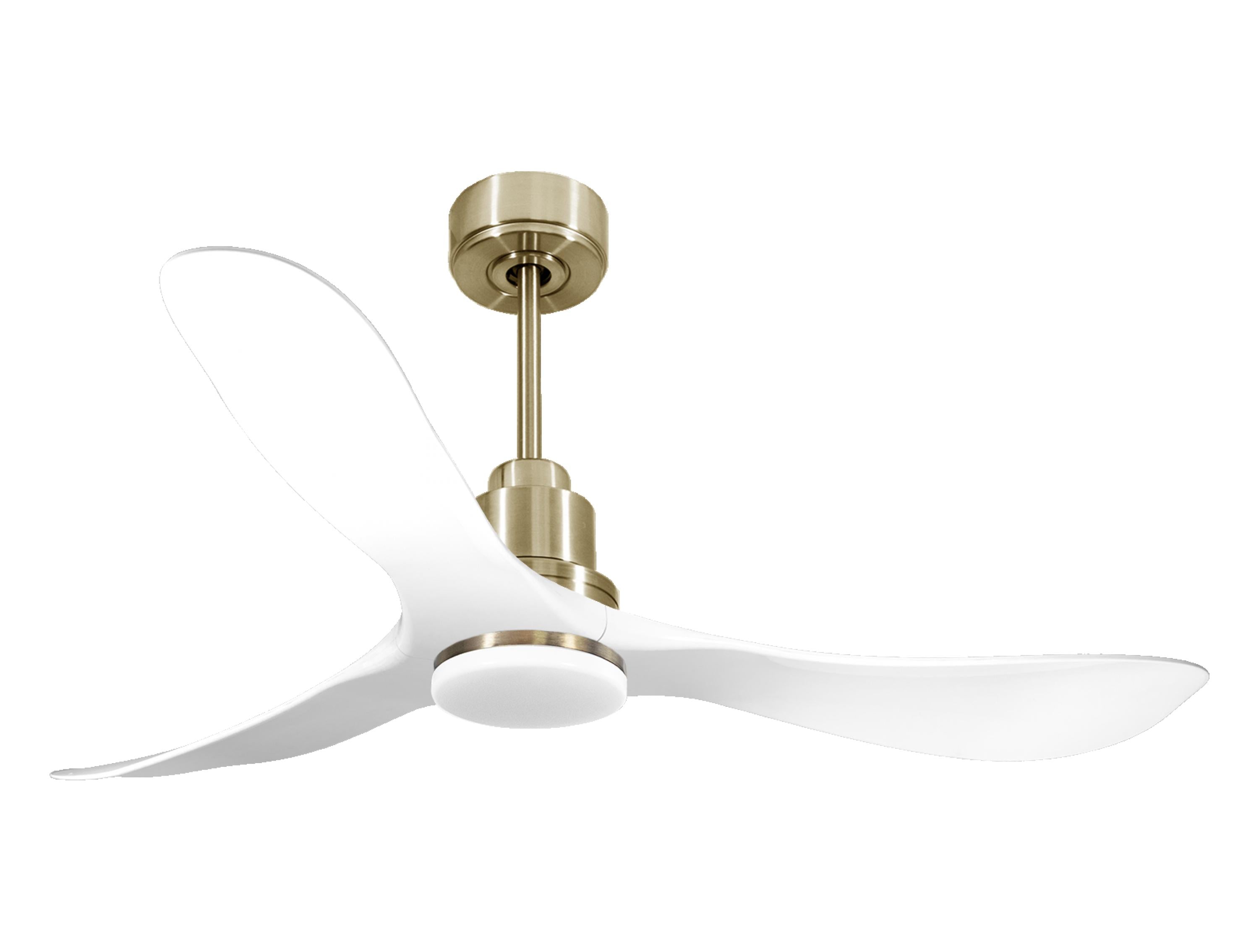 Ventilatore da soffitto Reversibile Termostato Dimmabile Wifi Motore CC Tetti inclinati Telecomando Luce a tre toni Hypersilence Memoria