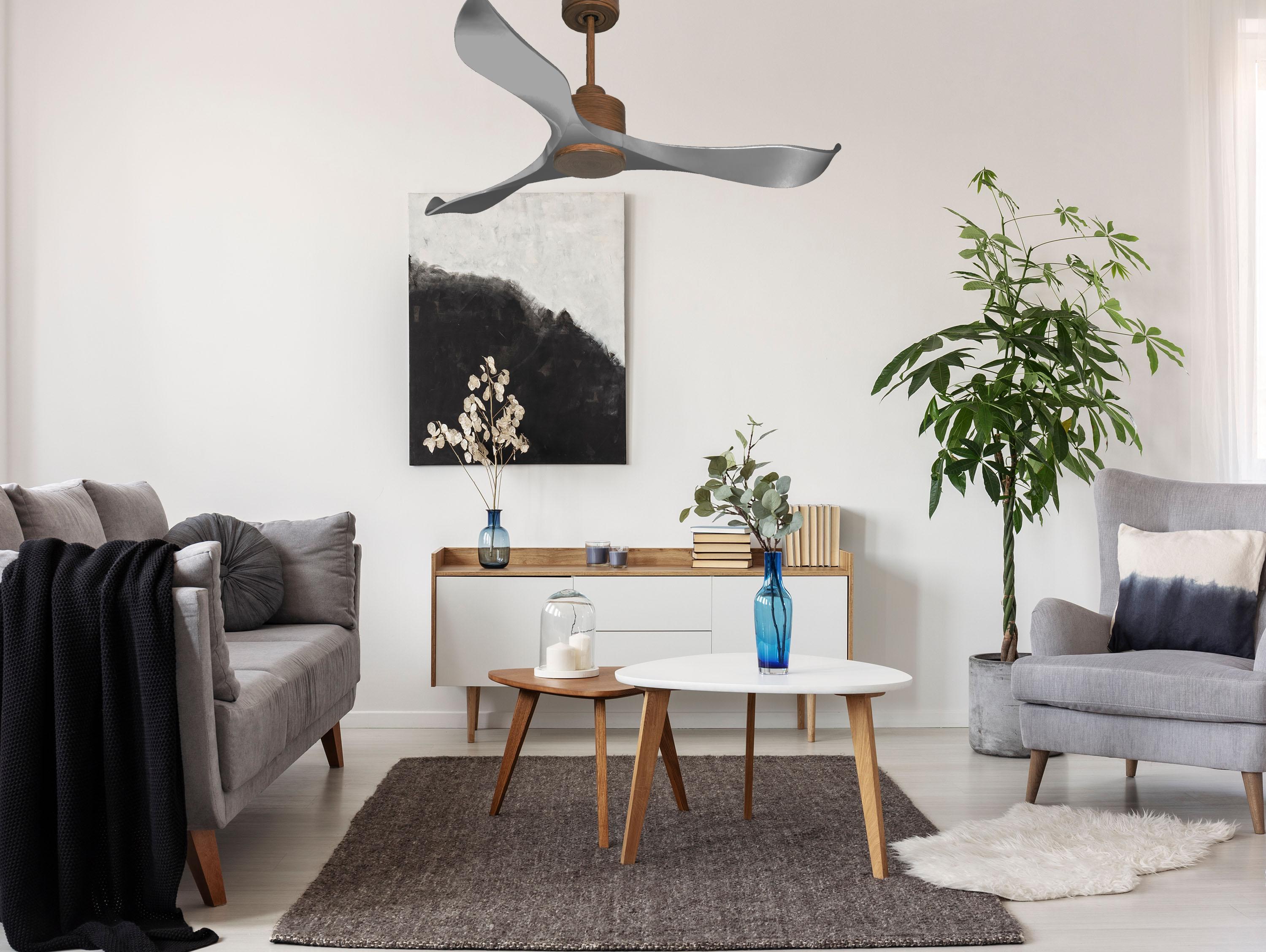 Ventilatore da soffitto Reversibile Termostato Wifi Motore CC Tetti inclinati Telecomando Memoria