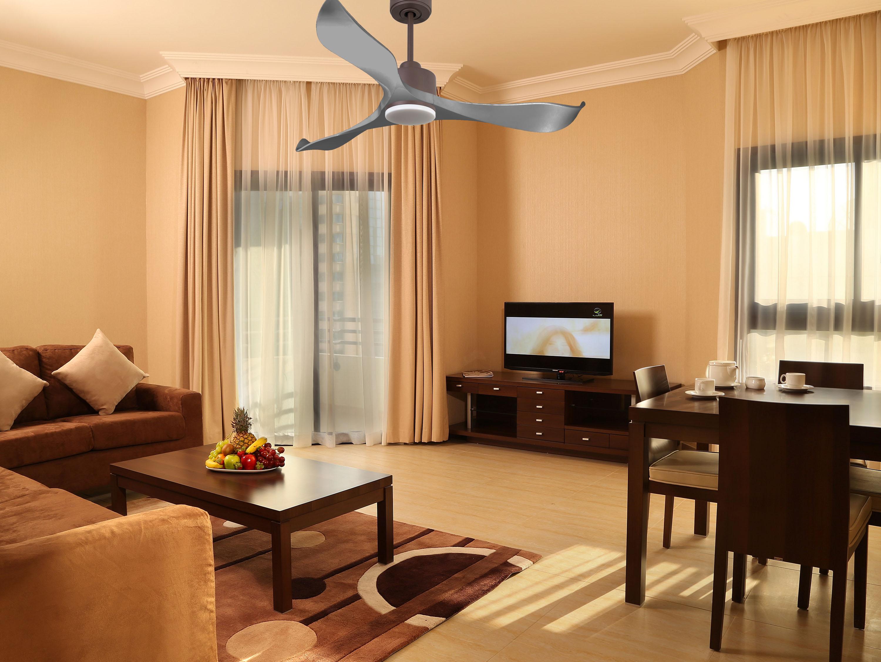 Ventilatore da soffitto Reversibile Termostato Dimmabile Wifi Motore CC Tetti inclinati Telecomando Luce a tre toni Memoria
