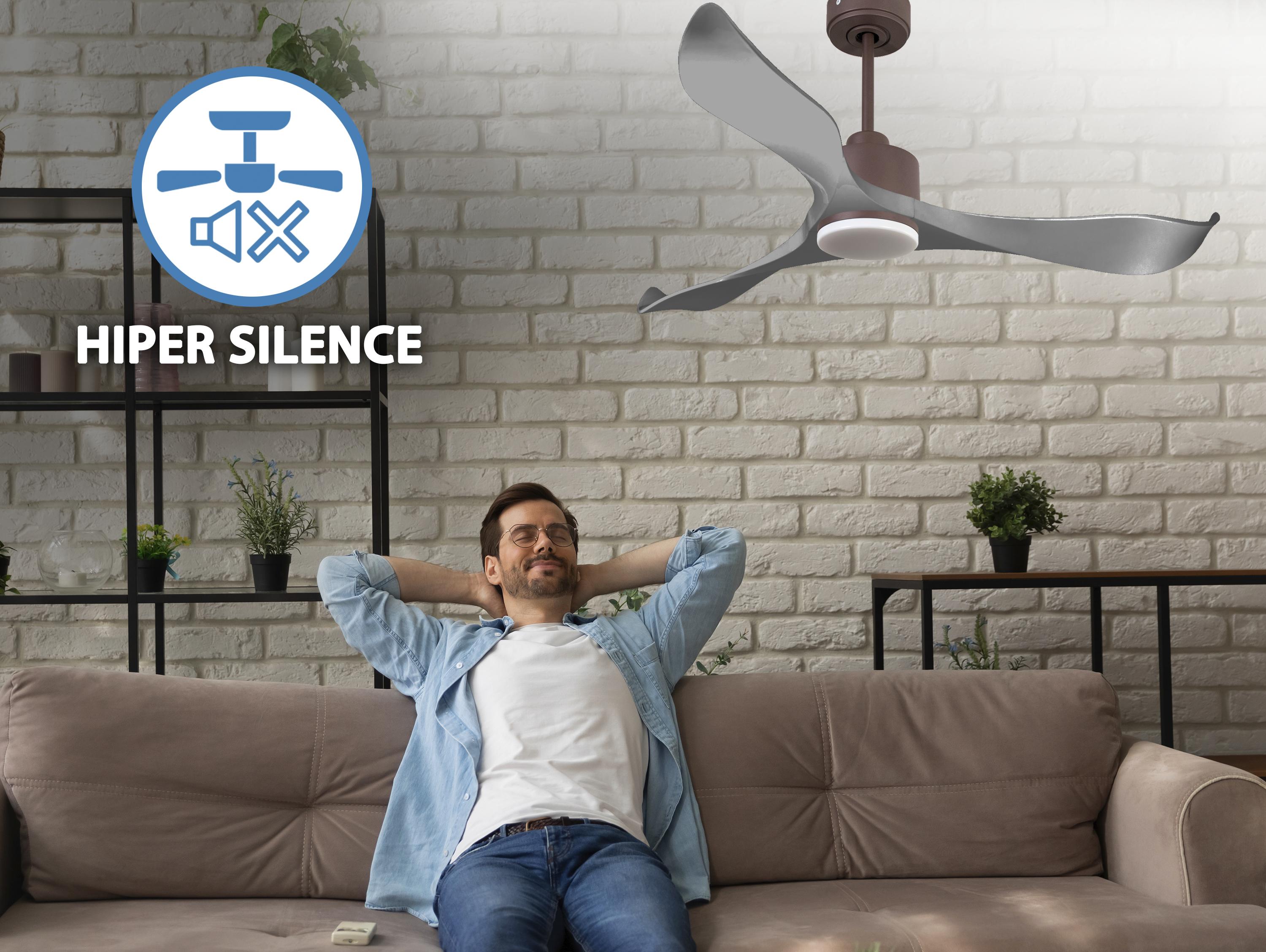 Ventilatore da soffitto Reversibile Termostato Dimmabile Wifi Motore CC Tetti inclinati Telecomando Luce a tre toni Memoria