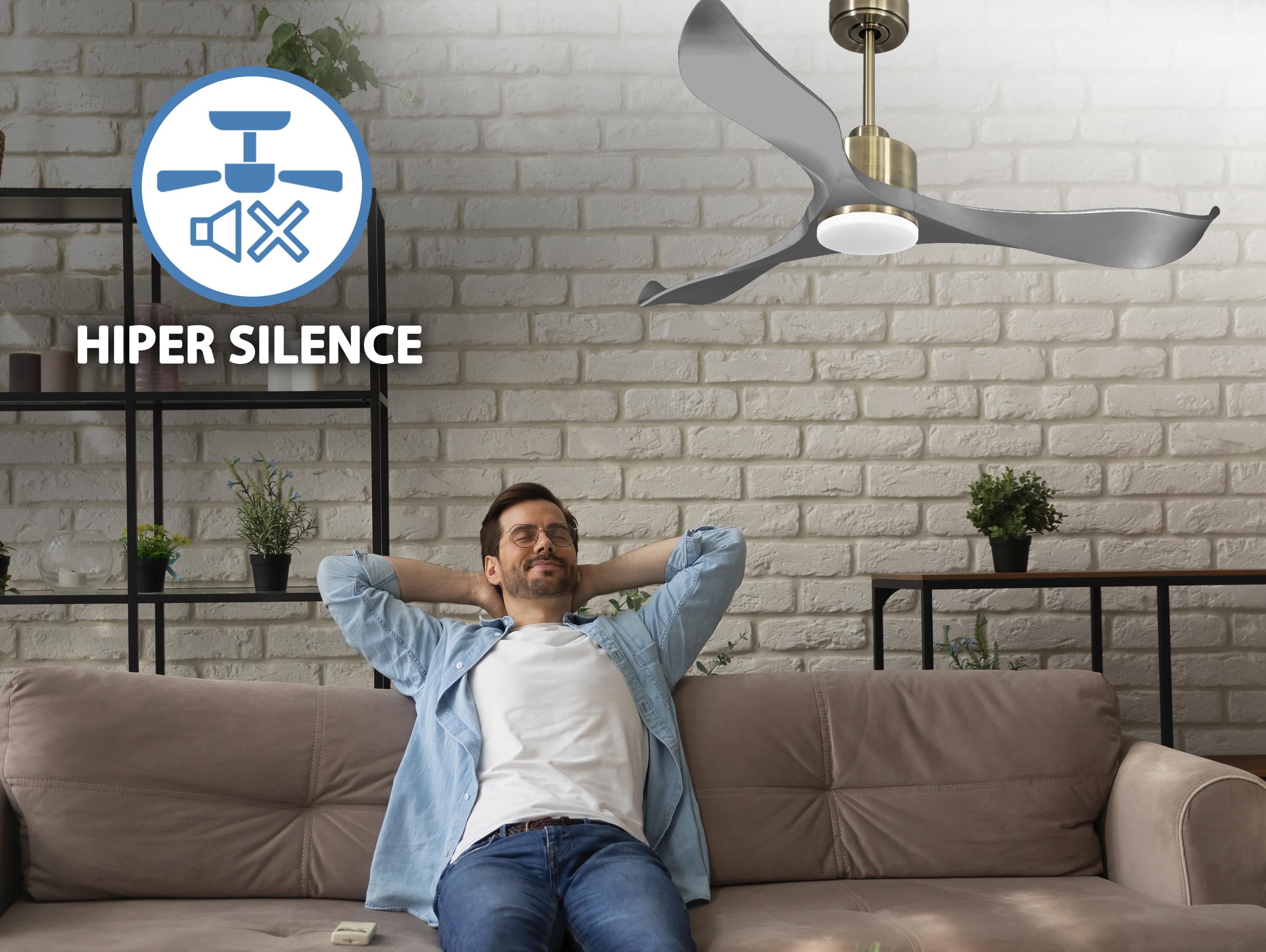 Ventilatore da soffitto Reversibile Termostato Dimmabile Wifi Motore CC Tetti inclinati Telecomando Luce a tre toni Memoria
