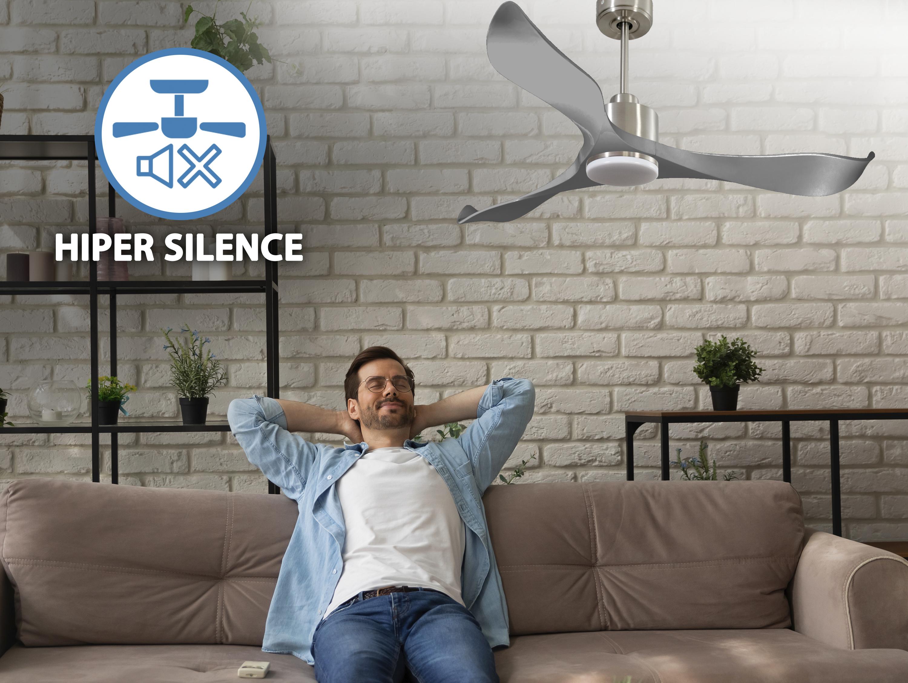 Ventilatore da soffitto Reversibile Termostato Dimmabile Wifi Motore CC Tetti inclinati Telecomando Luce a tre toni Memoria