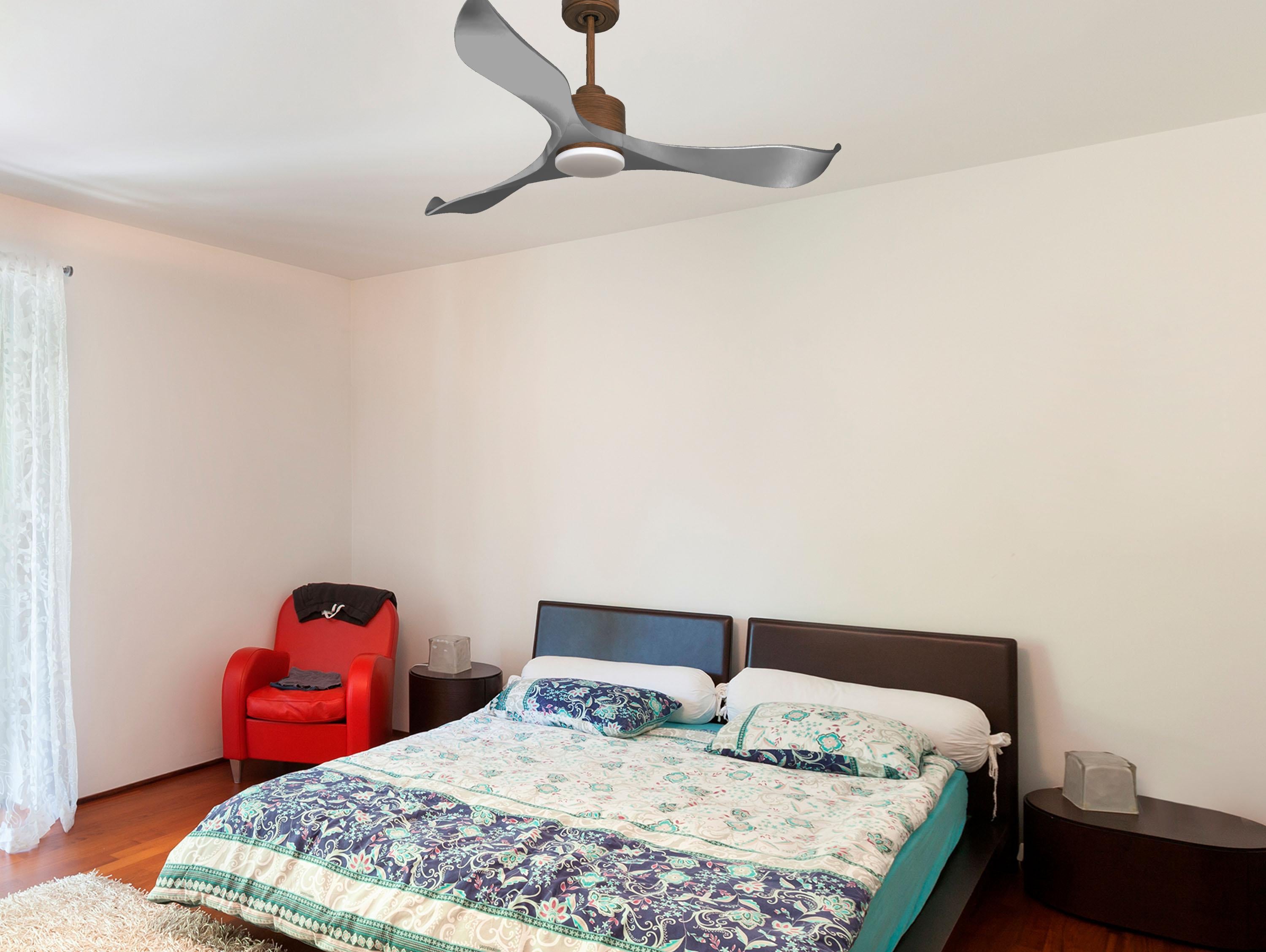Ventilatore da soffitto Reversibile Termostato Dimmabile Wifi Motore CC Tetti inclinati Telecomando Luce a tre toni Memoria