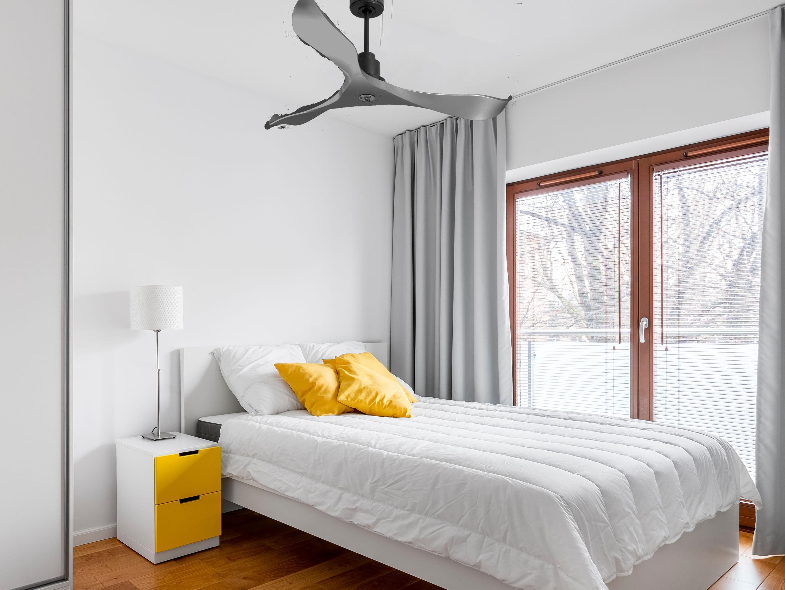 Ventilatore da soffitto Reversibile Termostato Dimmabile Wifi Motore CC Tetti inclinati Telecomando Luce a tre toni Memoria Shopify Vendible (AUTOMATICO)