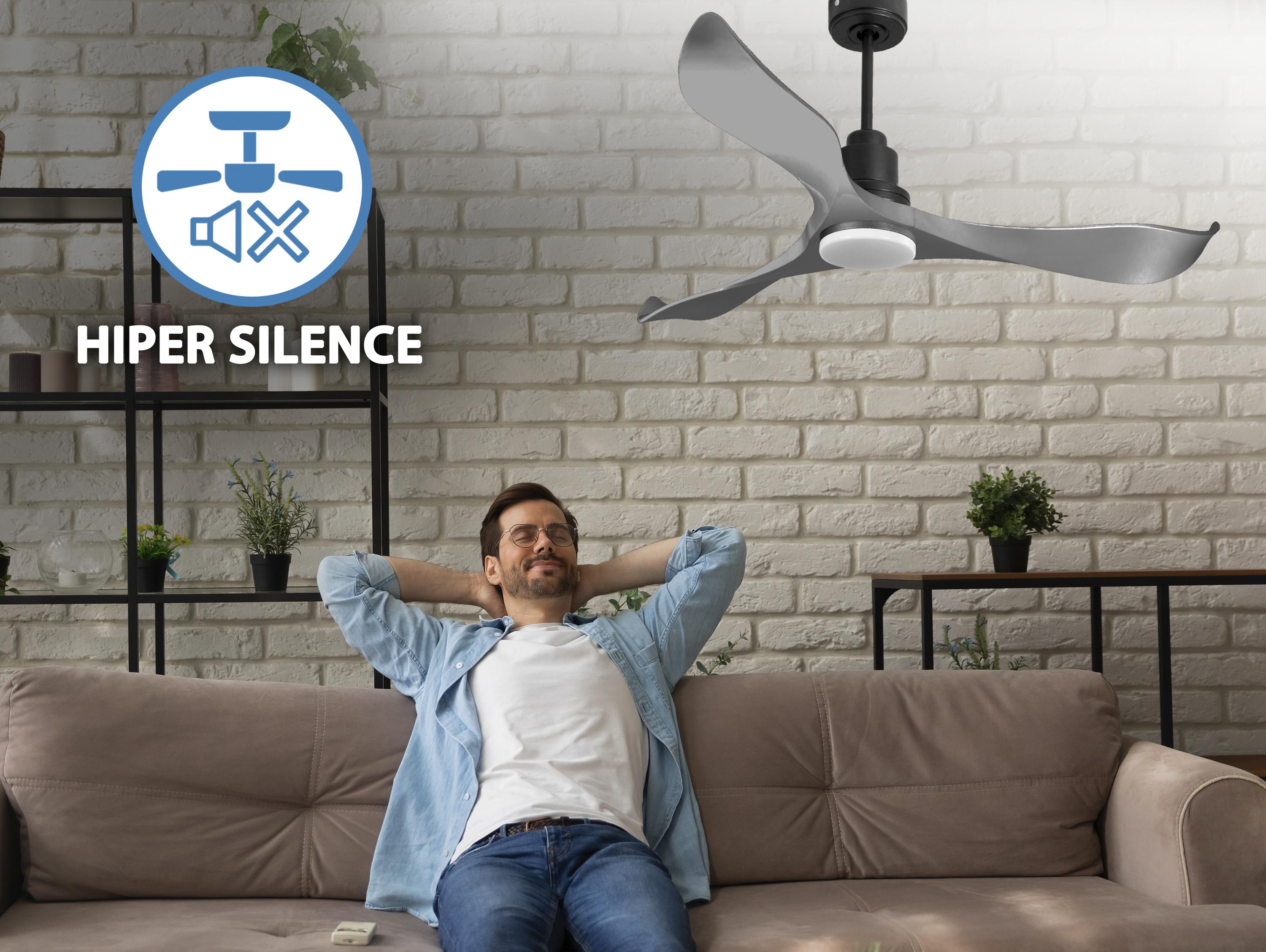 Ventilatore da soffitto Reversibile Termostato Dimmabile Wifi Motore CC Tetti inclinati Telecomando Luce a tre toni Memoria Shopify Vendible (AUTOMATICO)