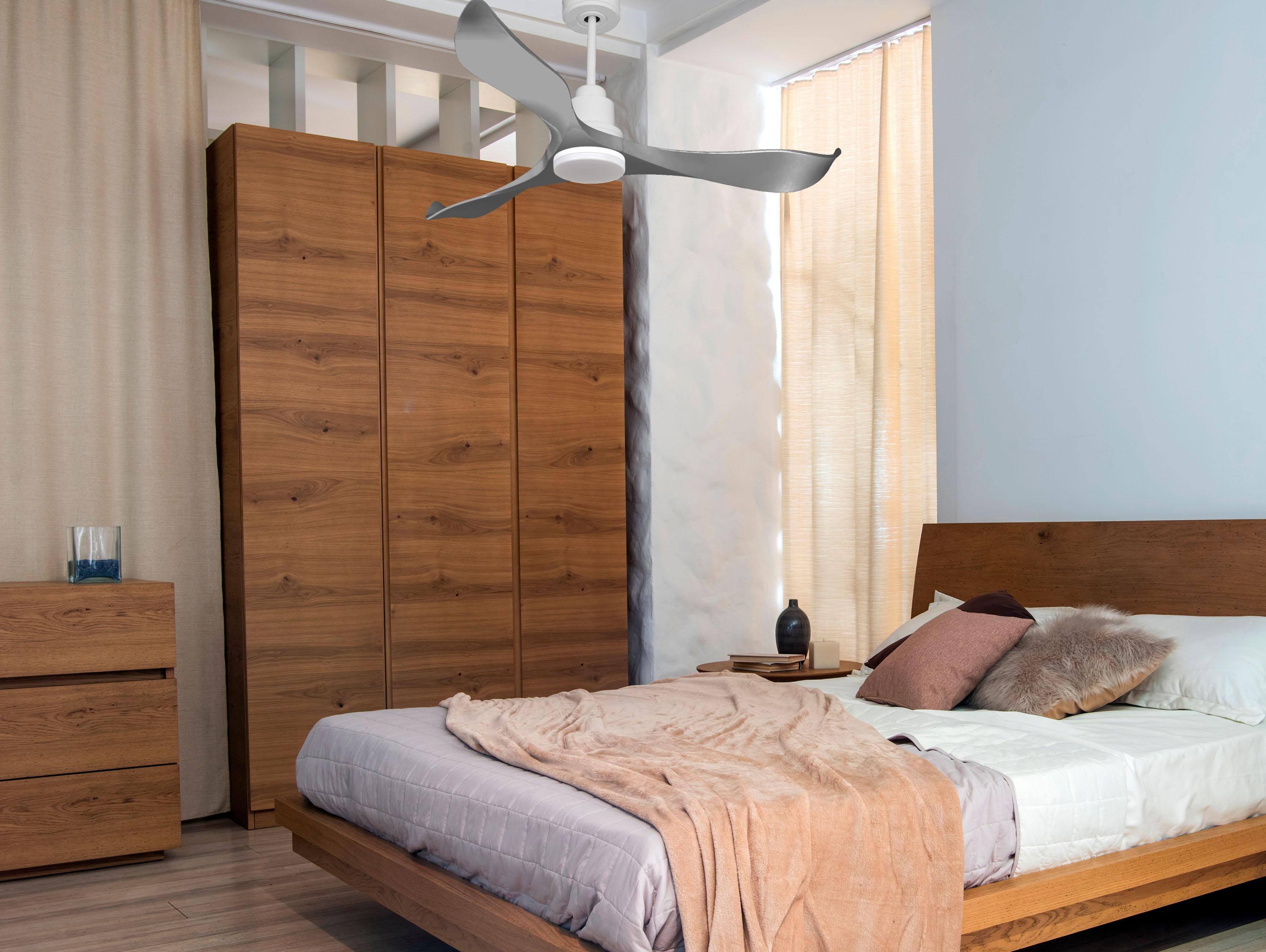 Ventilatore da soffitto Reversibile Termostato Dimmabile Wifi Motore CC Tetti inclinati Telecomando Luce a tre toni Memoria