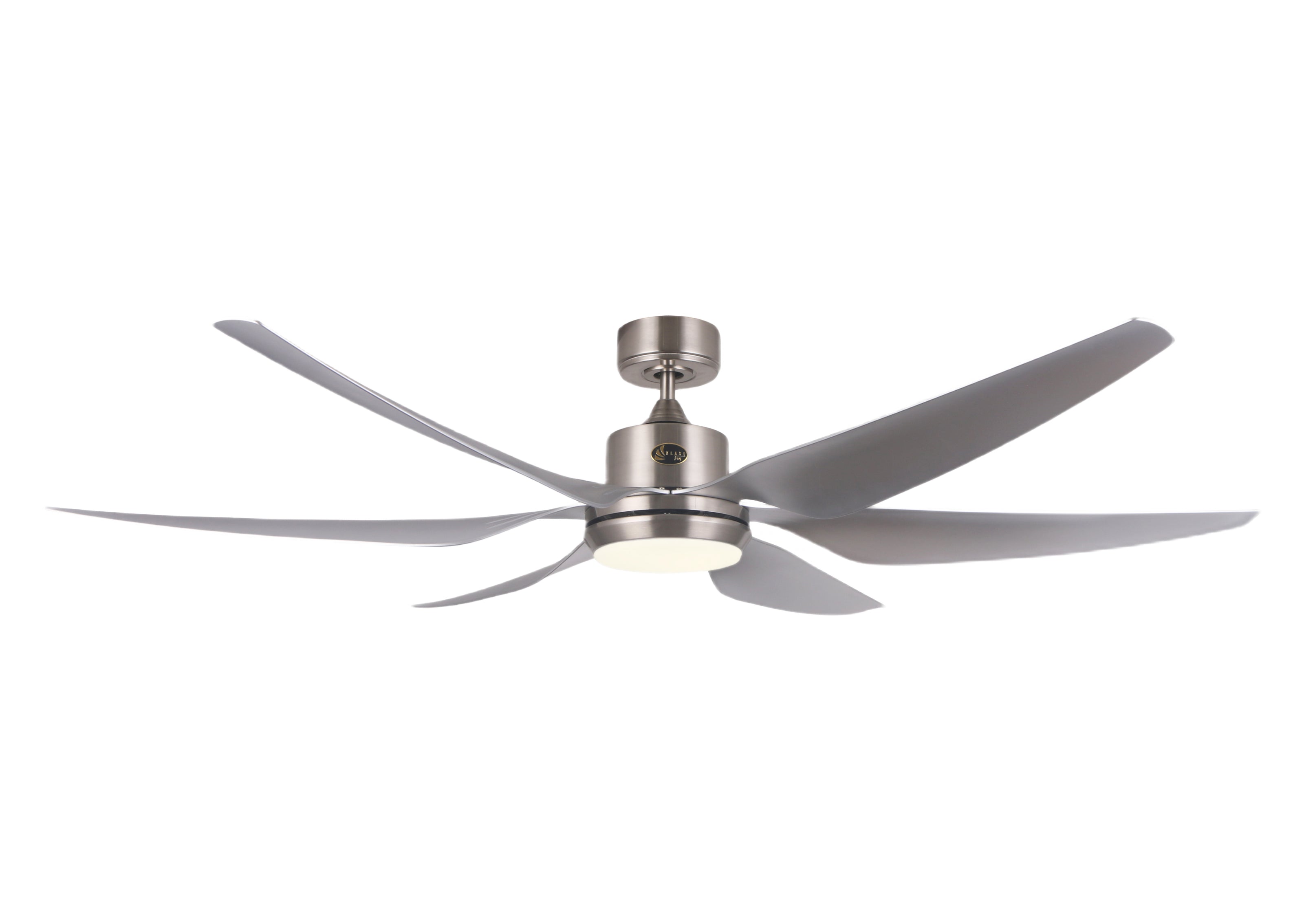 Ventilatore da soffitto DC argento con pale da 166 cm e luce per 60m2