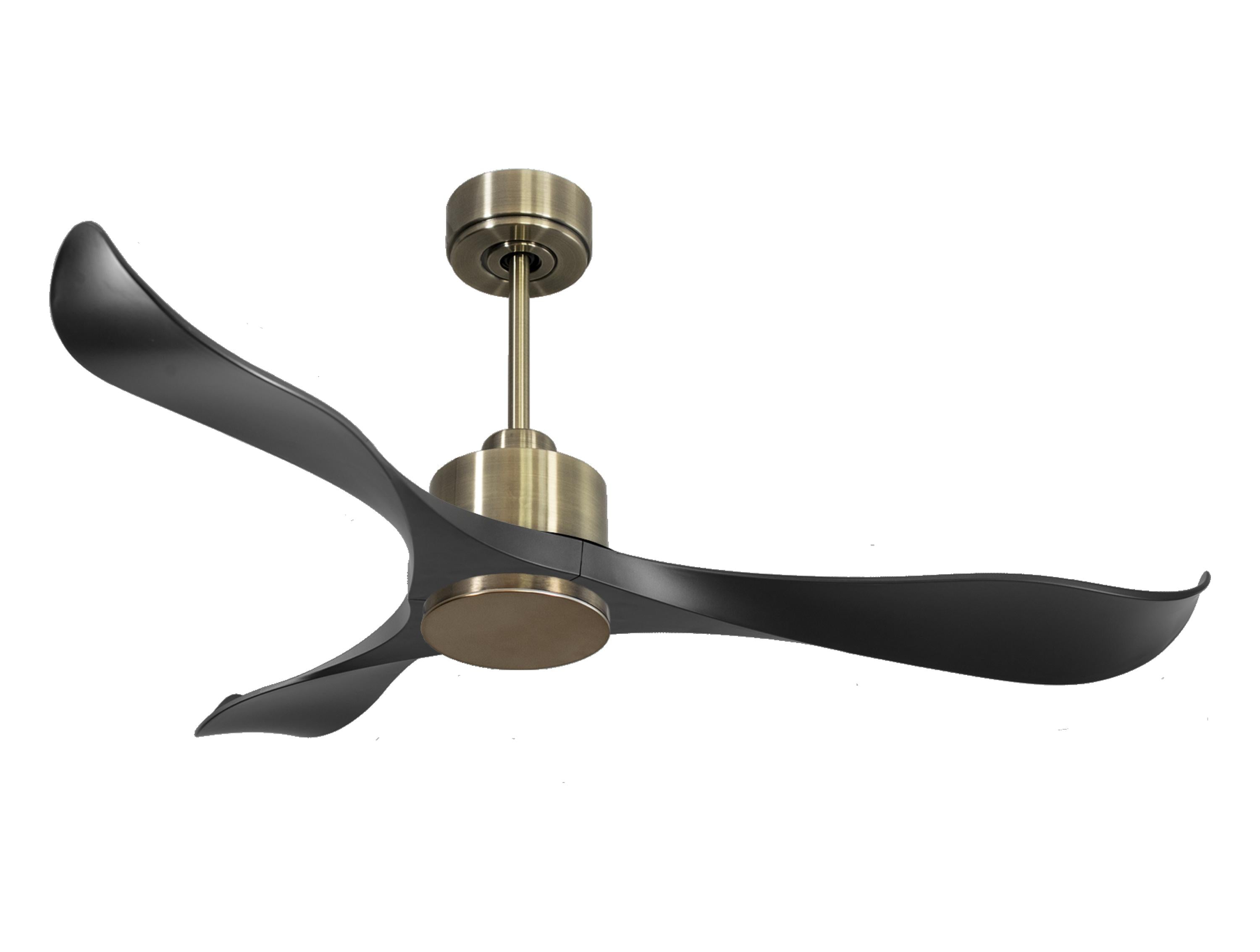 Ventilatore da soffitto Reversibile Termostato Wifi Motore CC Tetti inclinati Telecomando Adattatore 2/3 lame Hypersilence Memoria