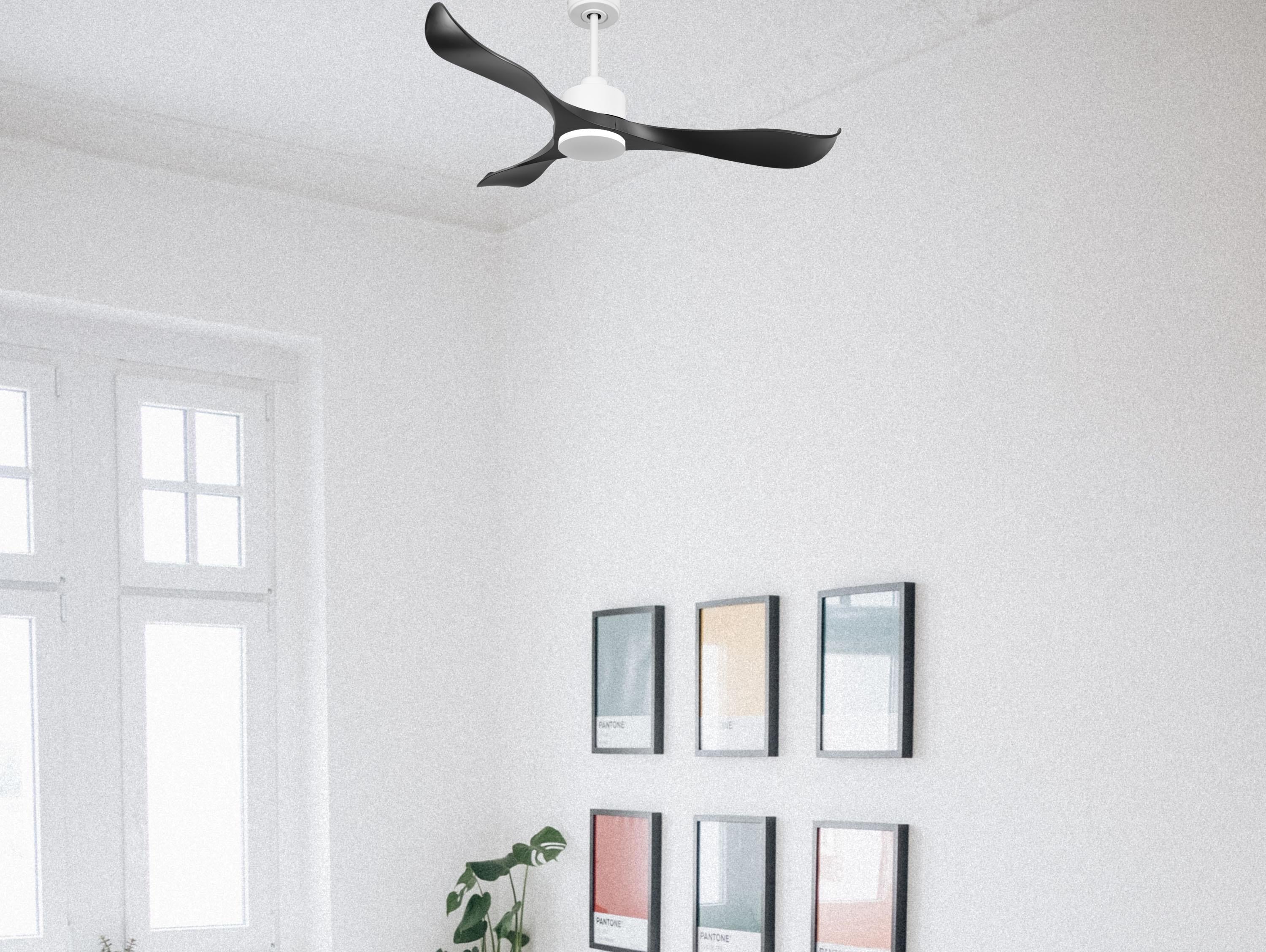 Ventilatore da soffitto Reversibile Termostato Wifi Motore CC Tetti inclinati Telecomando Adattatore 2/3 lame Hypersilence Memoria
