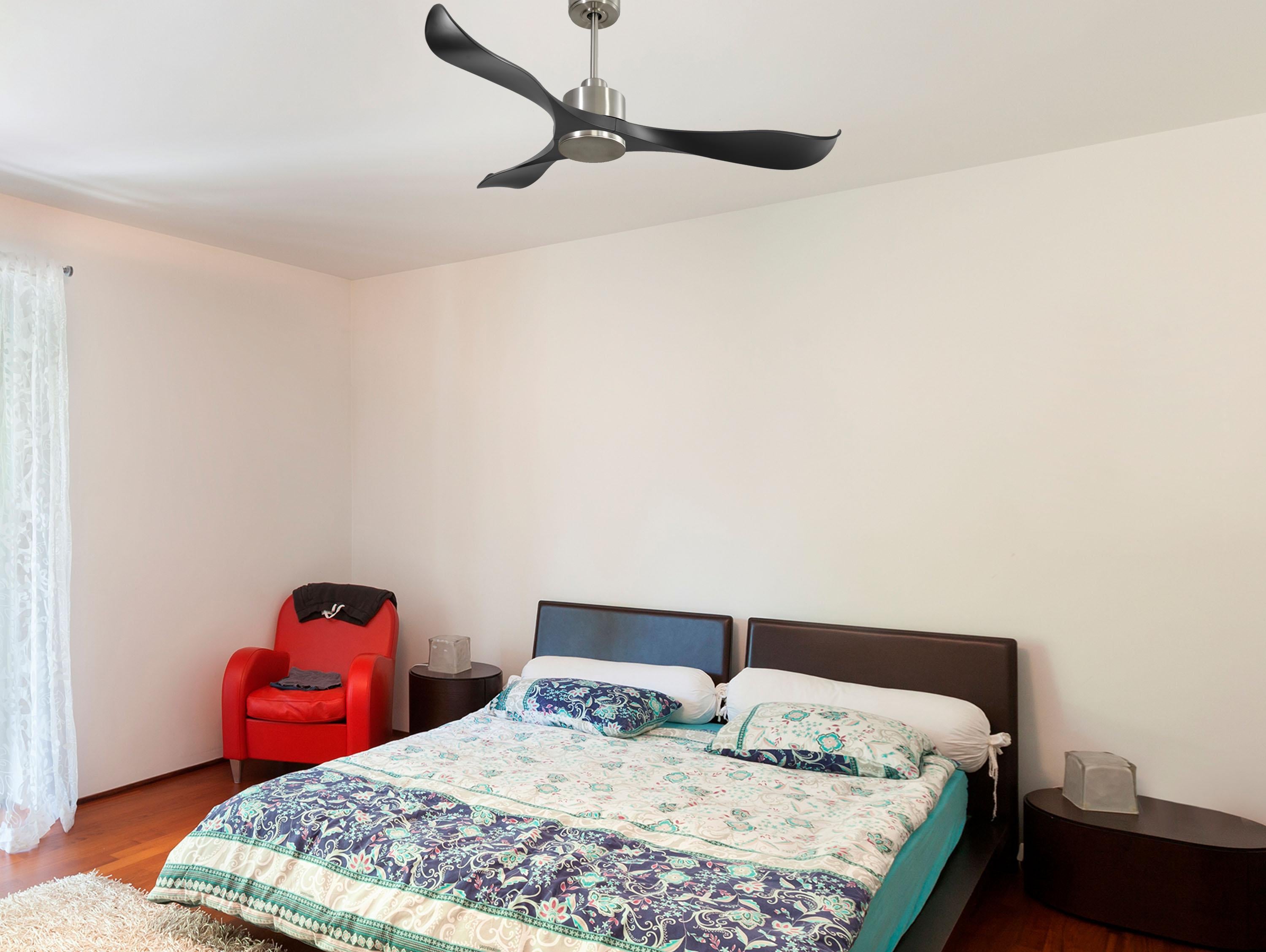 Ventilatore da soffitto Reversibile Termostato Wifi Motore CC Tetti inclinati Telecomando Adattatore 2/3 lame Hypersilence Memoria