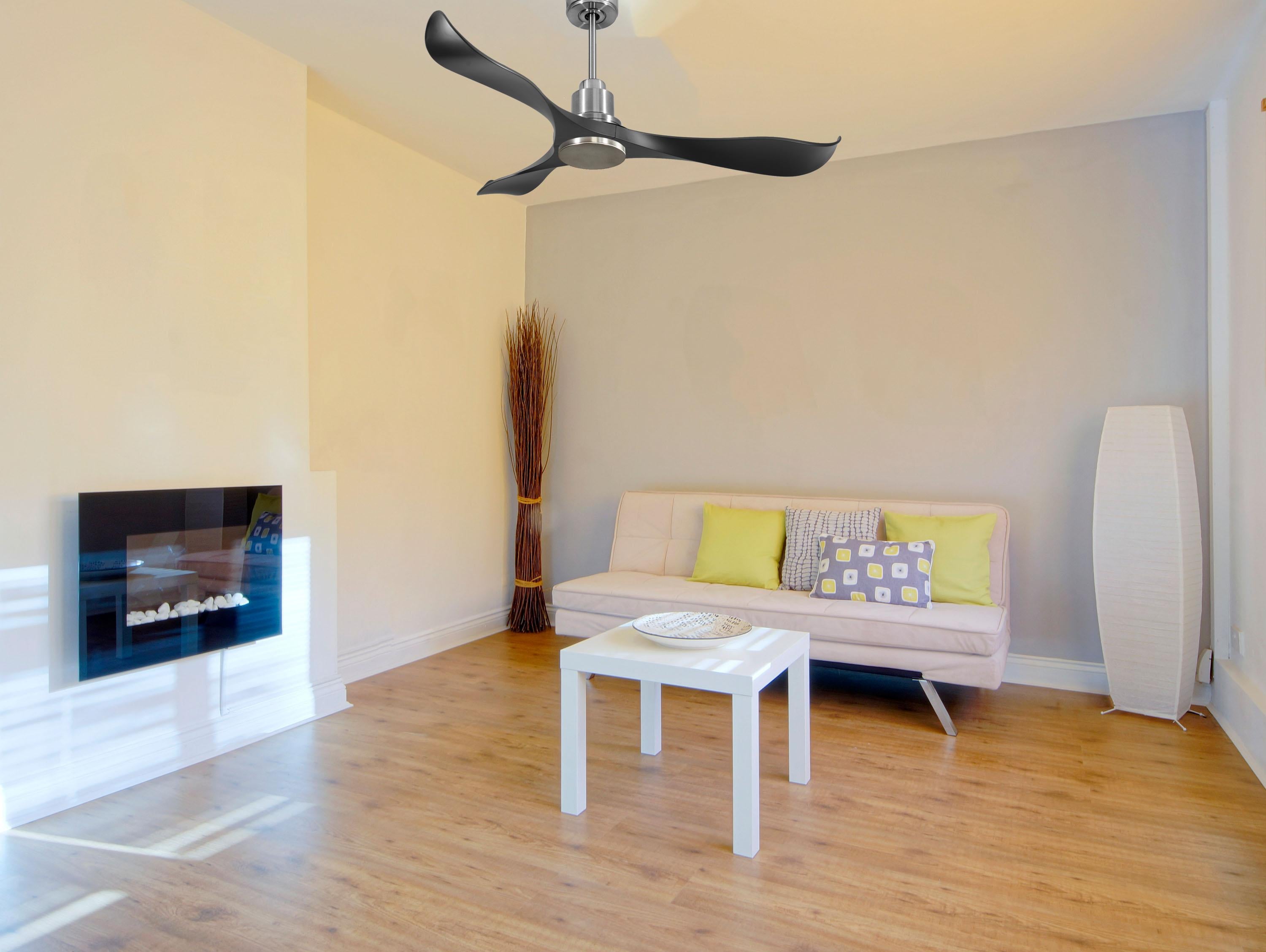 Ventilatore da soffitto Reversibile Termostato Wifi Motore CC Tetti inclinati Telecomando Adattatore 2/3 lame Hypersilence Memoria Shopify Vendible (AUTOMATICO)