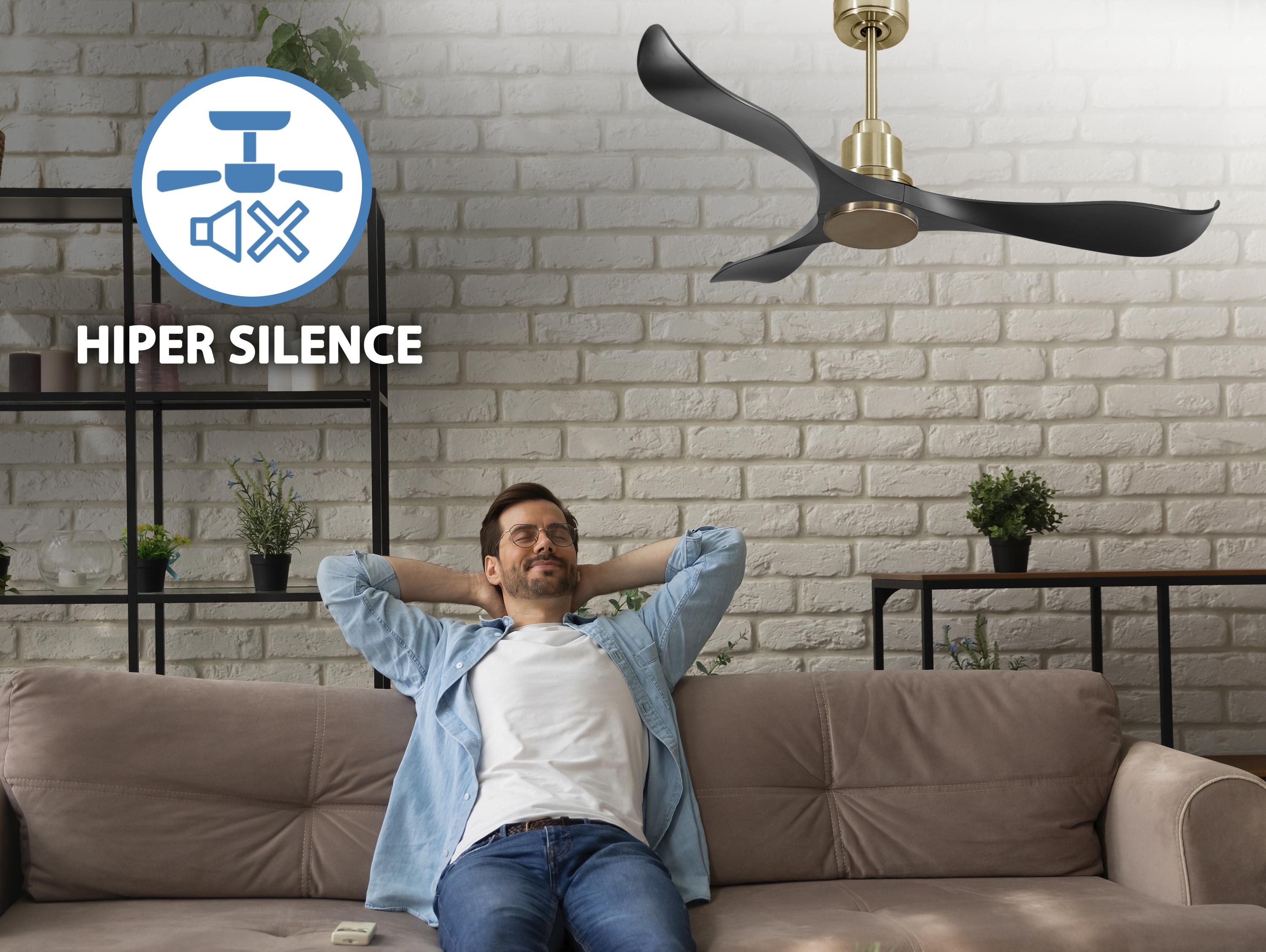 Ventilatore da soffitto Reversibile Termostato Wifi Motore CC Tetti inclinati Telecomando Adattatore 2/3 lame Hypersilence Memoria