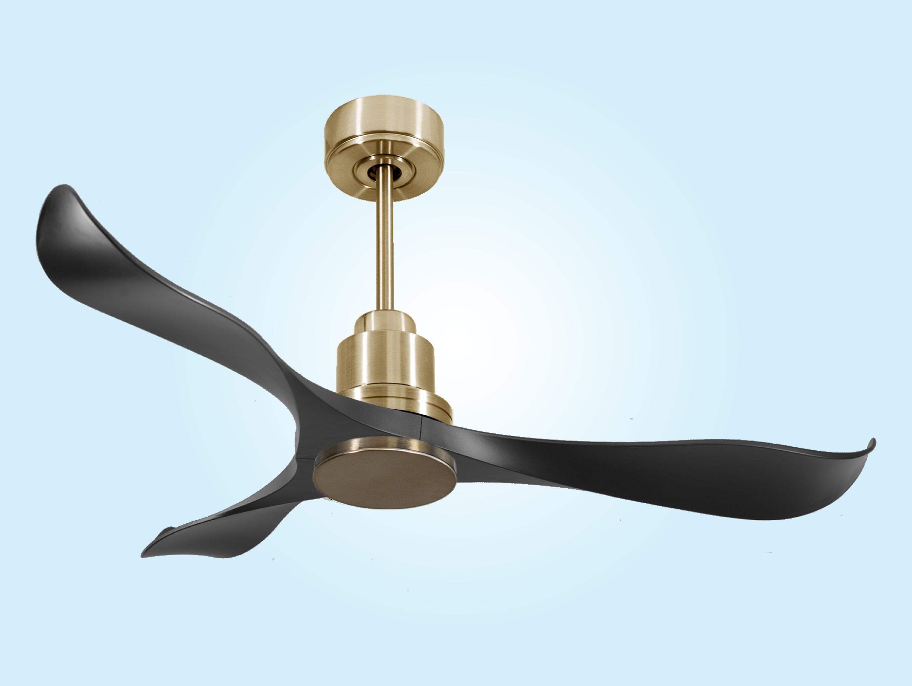 Ventilatore da soffitto Reversibile Termostato Wifi Motore CC Tetti inclinati Telecomando Adattatore 2/3 lame Hypersilence Memoria