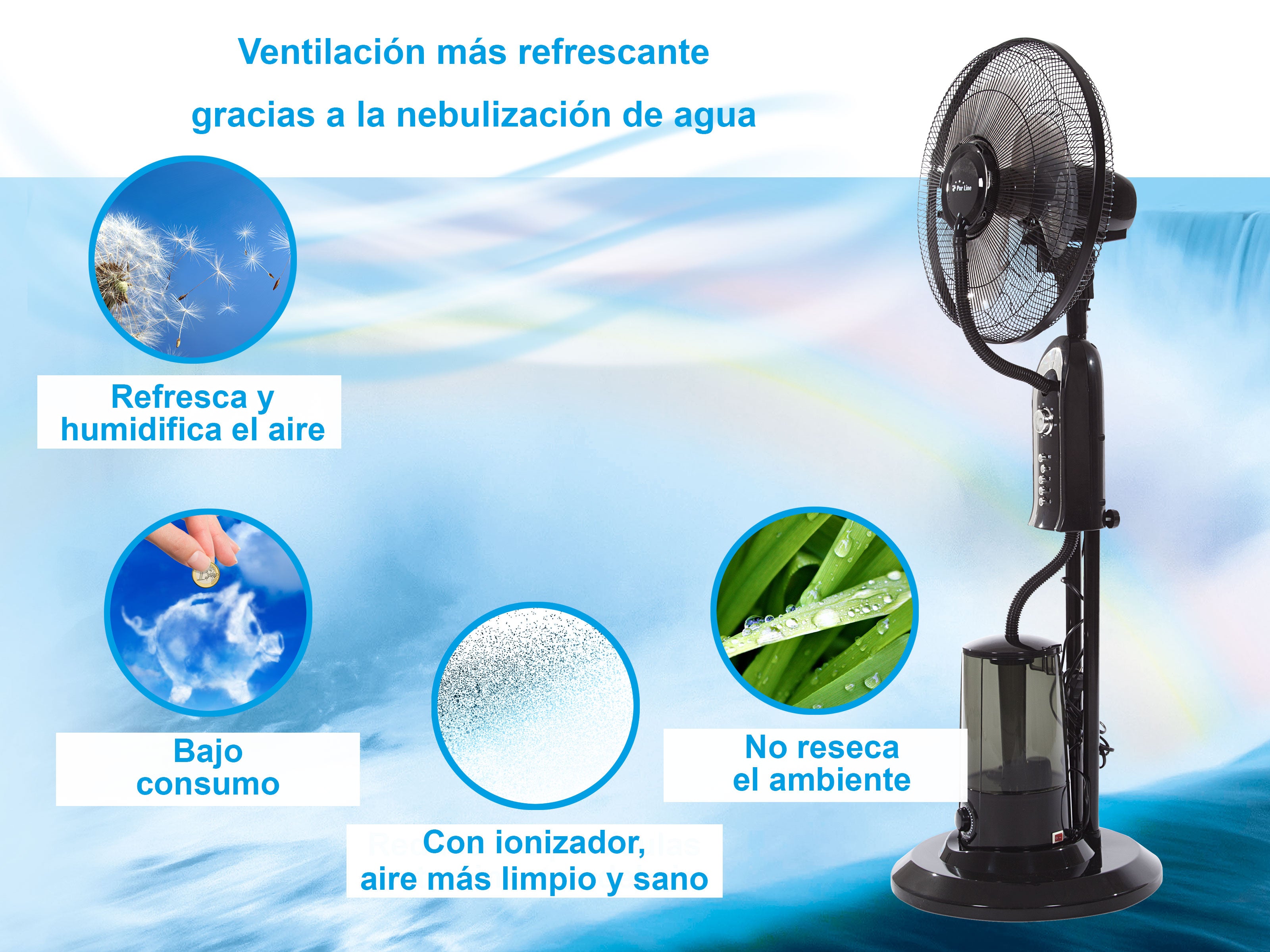 Ventilatore nebulizzatore ø 65 cm per interni ed esterni con telecomando
