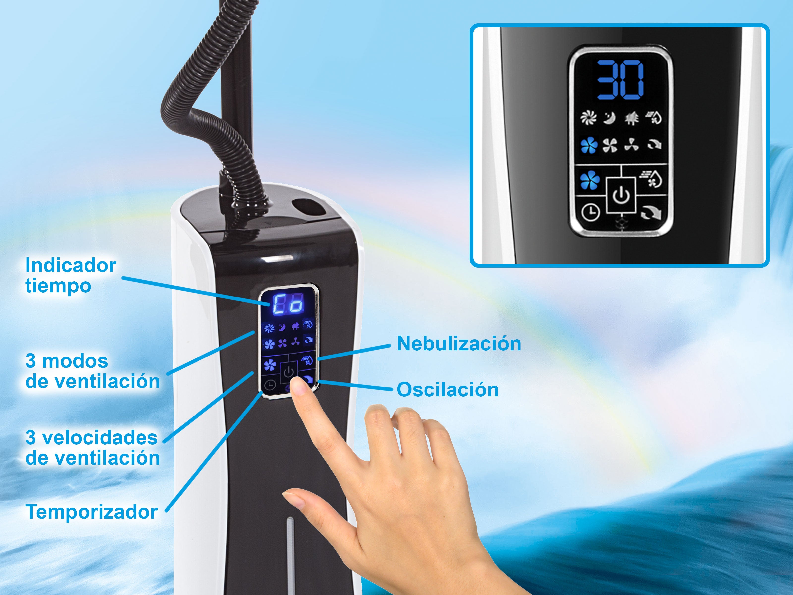 Ventilatore nebulizzatore ø 40 cm per interni ed esterni con telecomando
