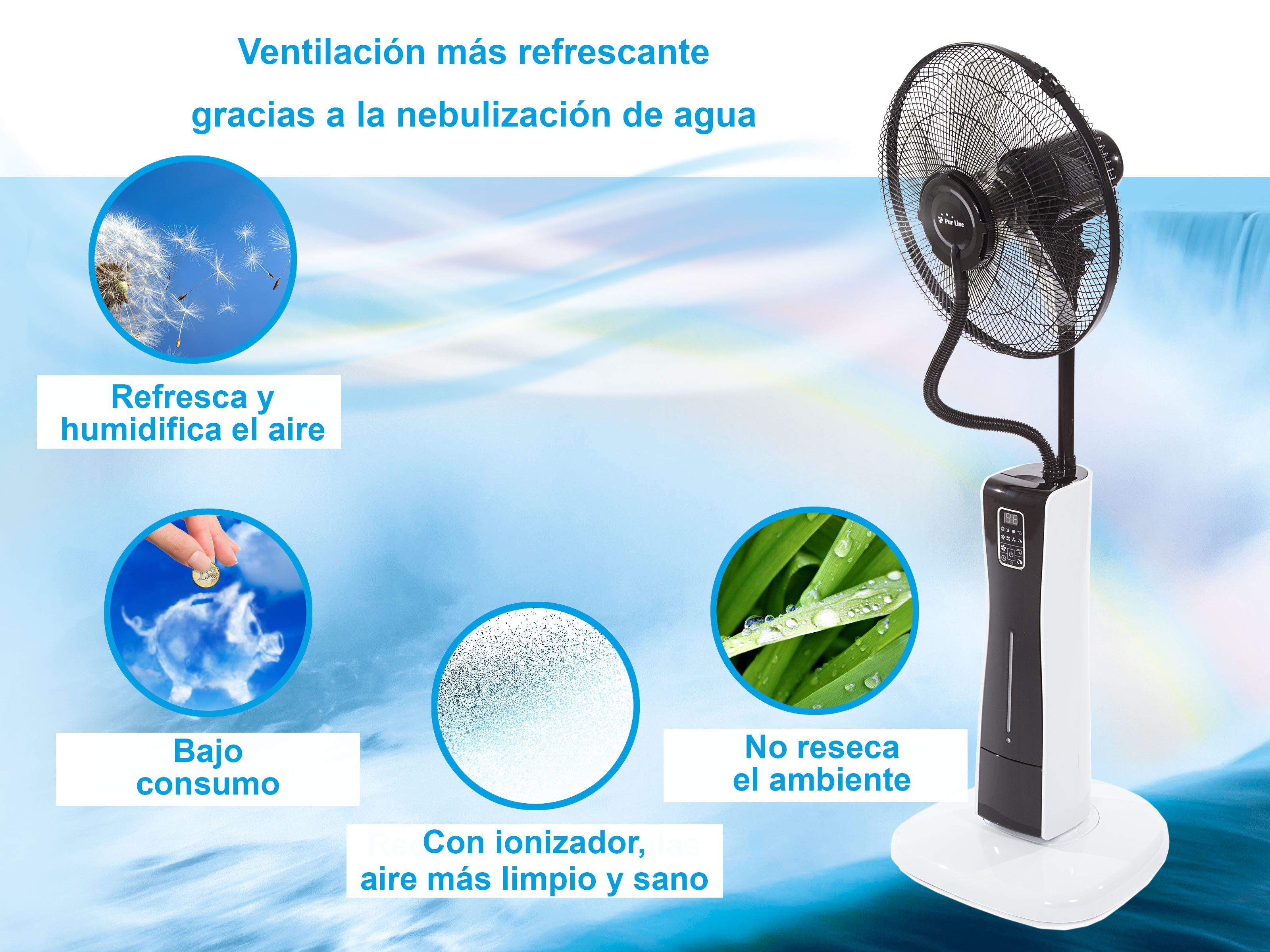 Ventilatore nebulizzatore ø 40 cm per interni ed esterni con telecomando