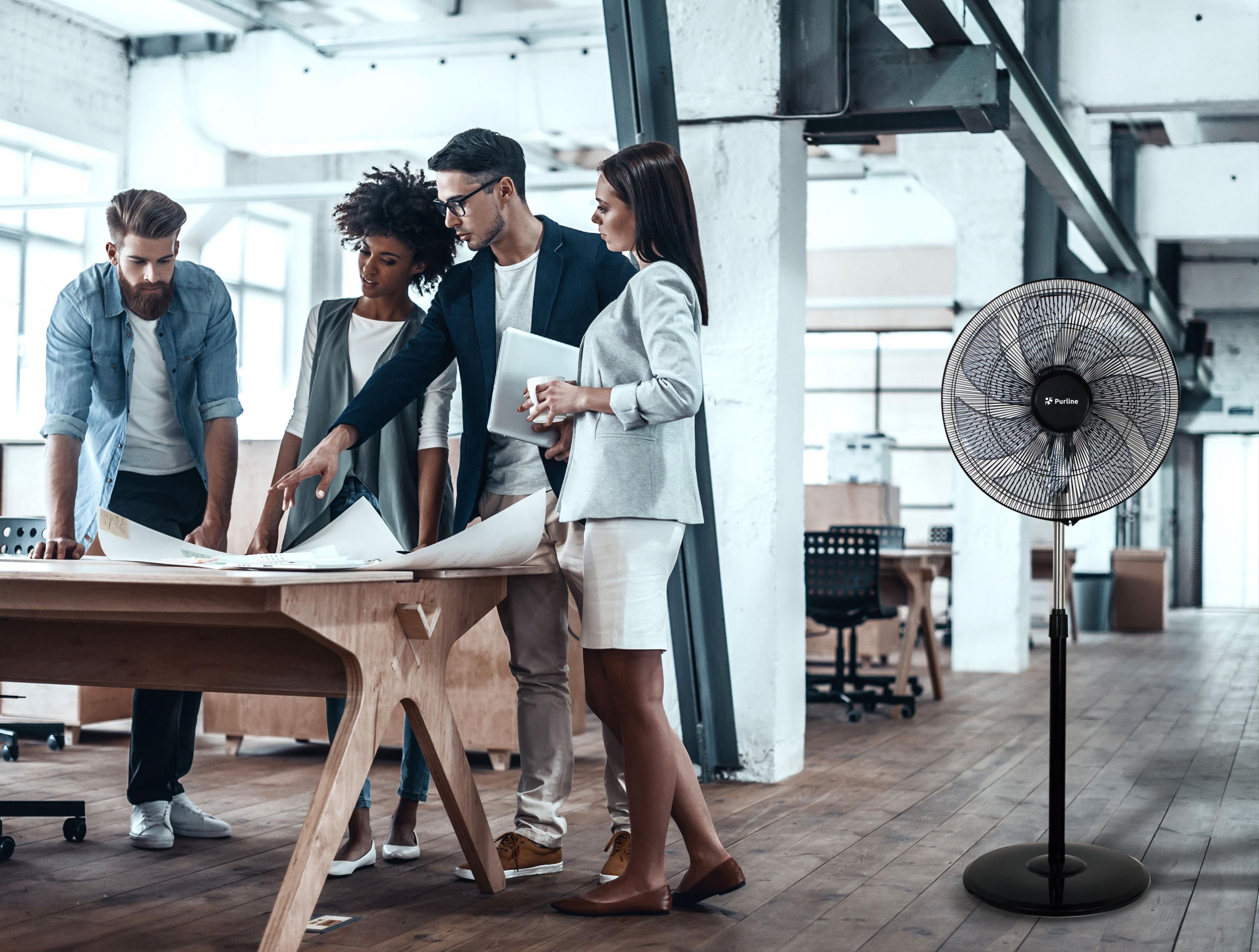 Ventilatore industriale da pavimento 100W con 7 pale