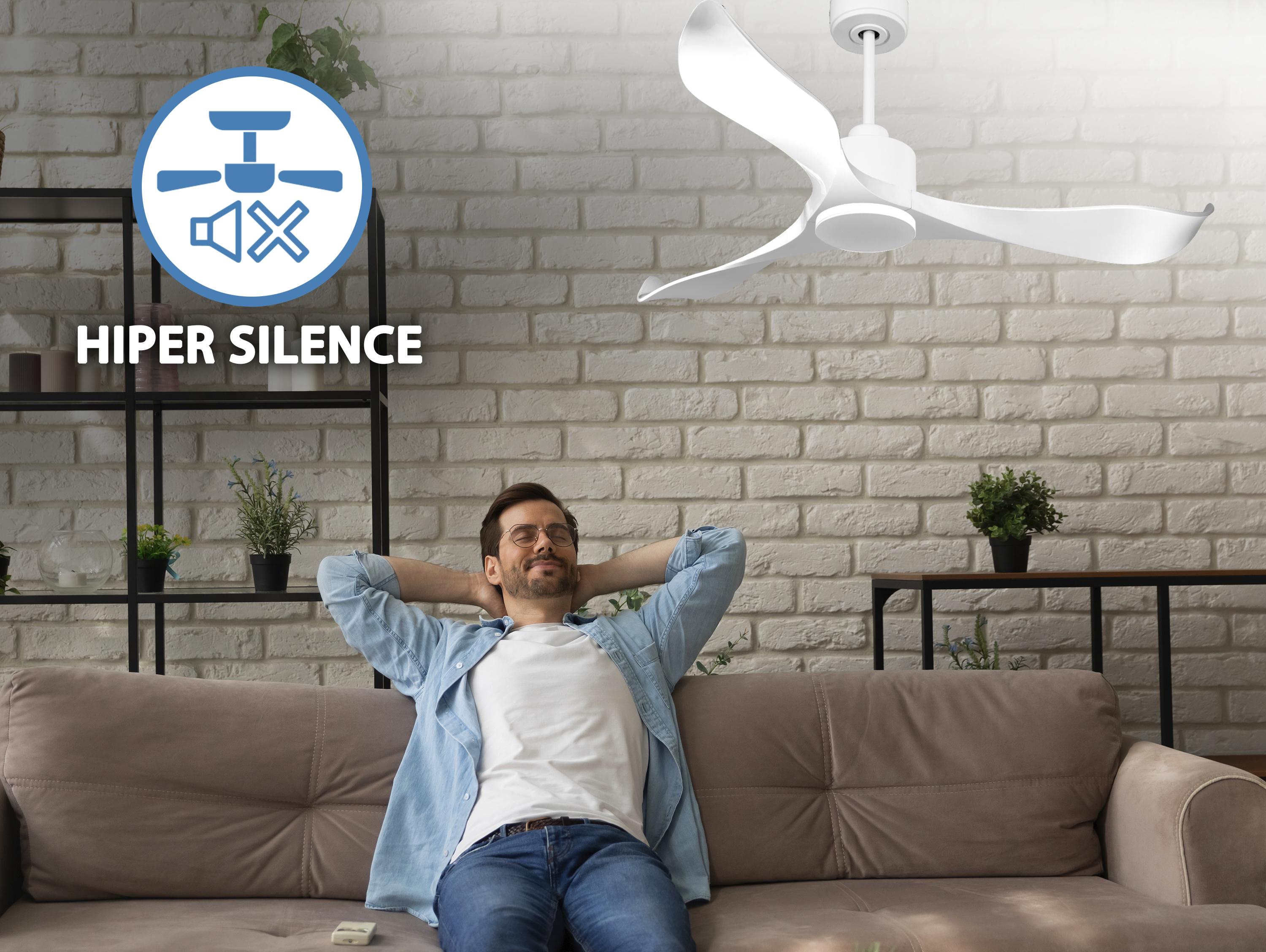 Ventilatore da soffitto Reversibile Termostato Wifi Motore CC Tetti inclinati Telecomando Adattatore 2/3 lame Hypersilence Memoria