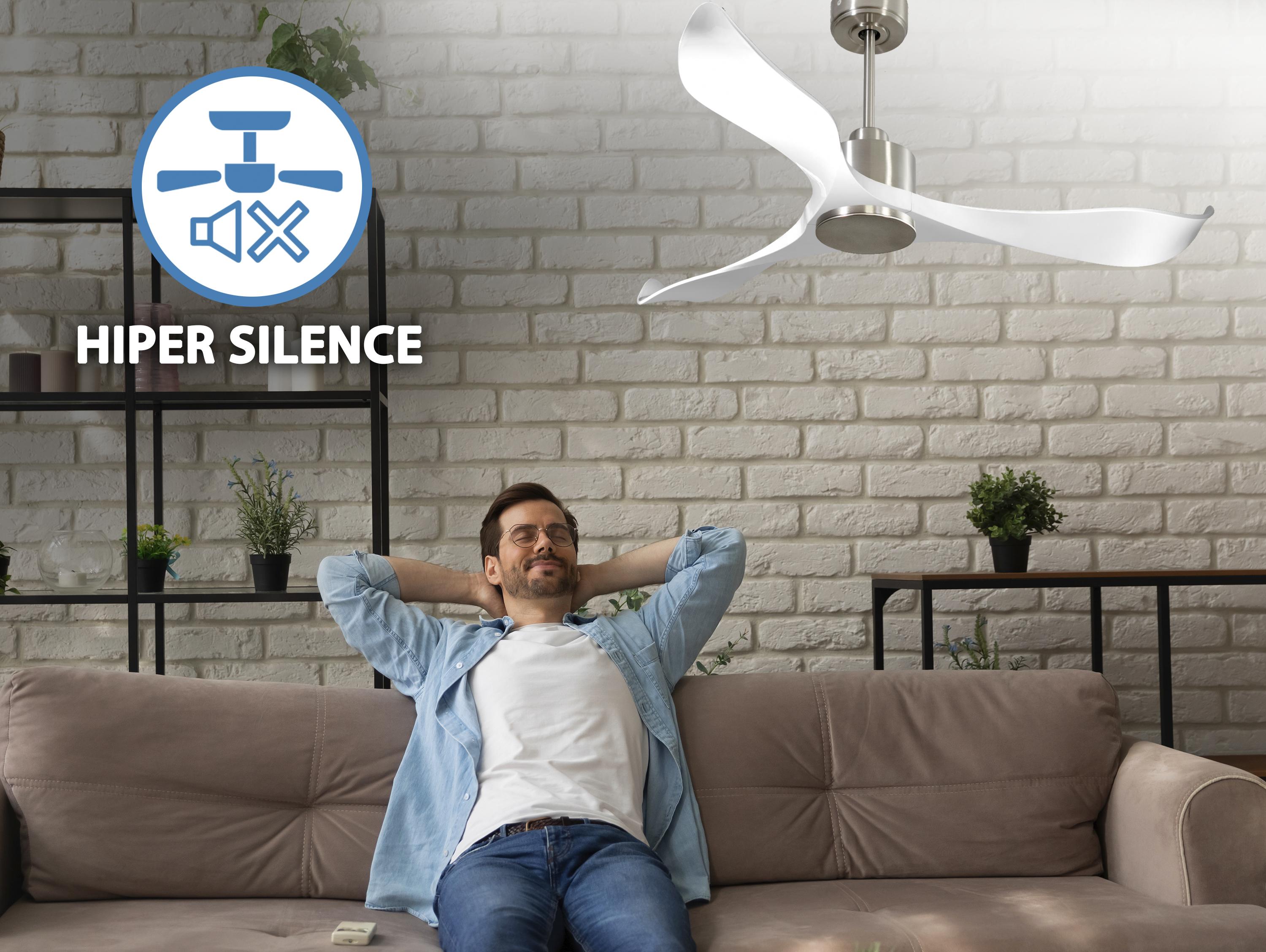Ventilatore da soffitto Reversibile Termostato Wifi Motore CC Tetti inclinati Telecomando Adattatore 2/3 lame Hypersilence Memoria