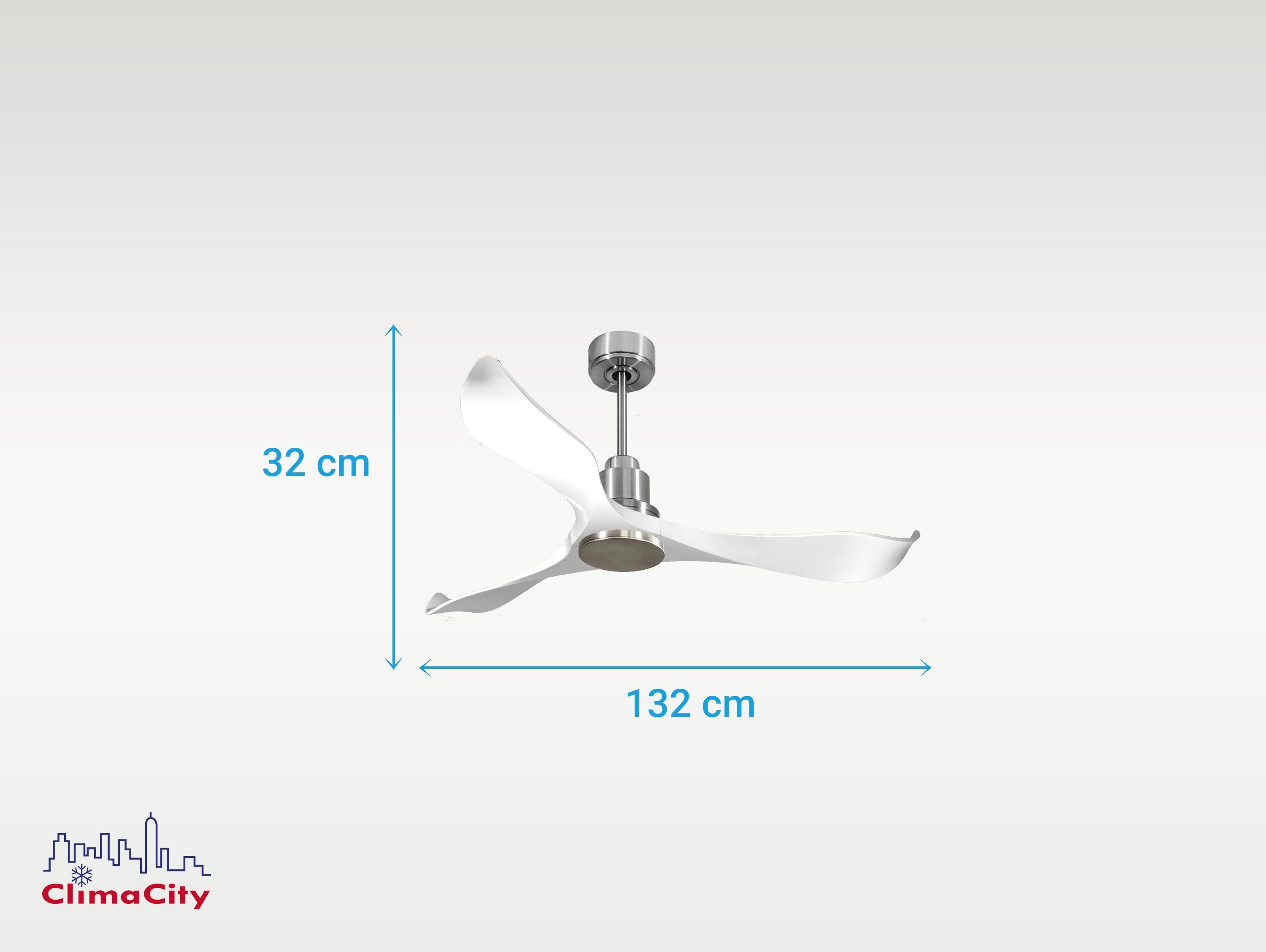 Ventilatore da soffitto Reversibile Termostato Wifi Motore CC Tetti inclinati Telecomando Adattatore 2/3 lame Hypersilence Memoria Shopify Vendible (AUTOMATICO)