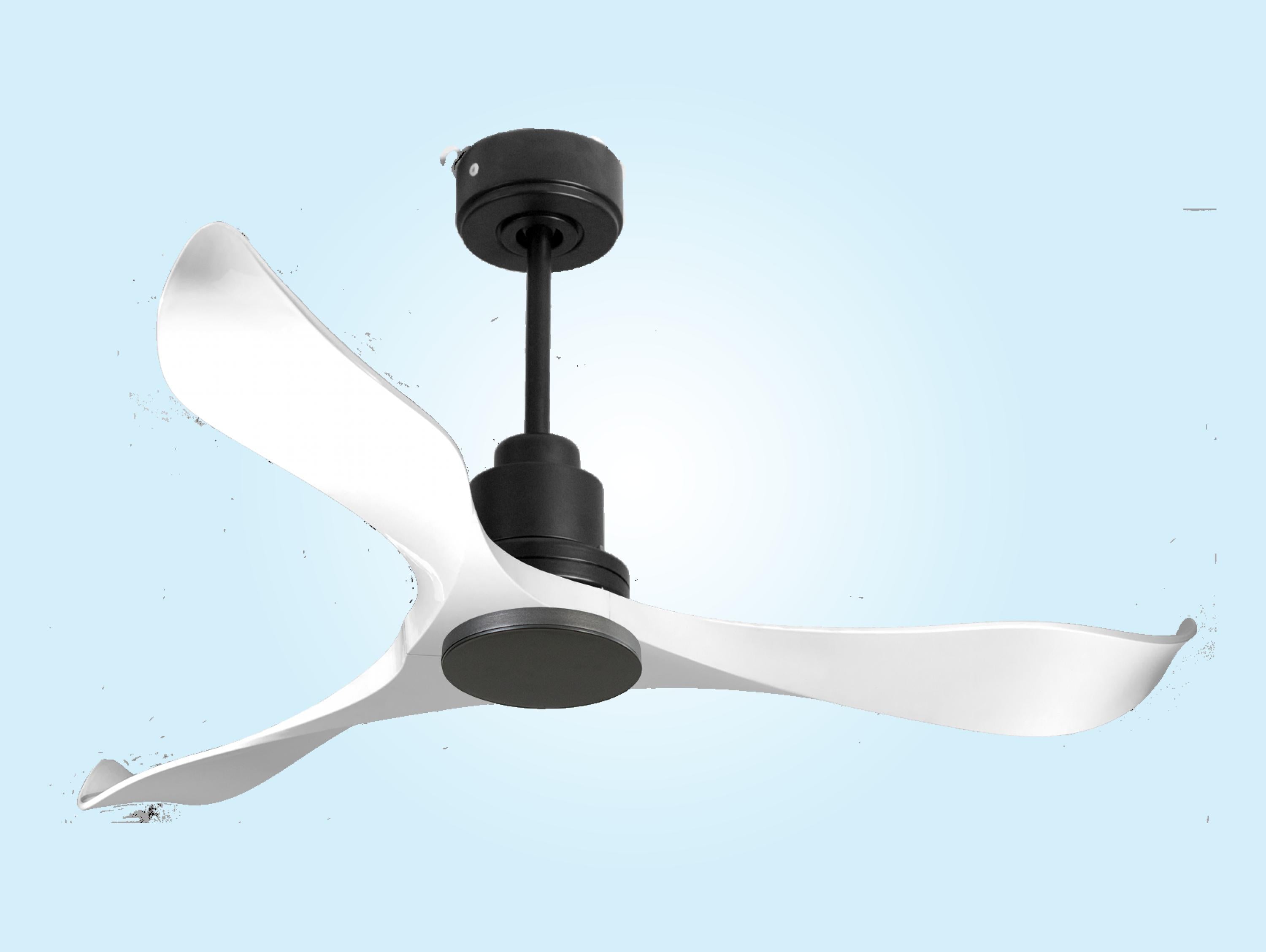 Ventilatore da soffitto Reversibile Termostato Wifi Motore CC Tetti inclinati Telecomando Adattatore 2/3 lame Hypersilence Memoria