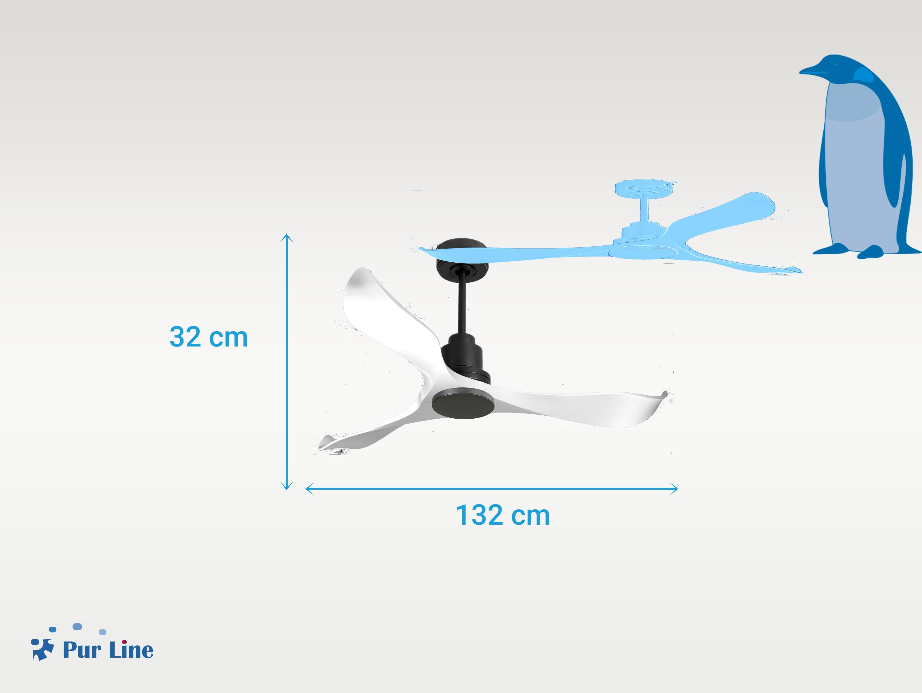 Ventilatore da soffitto Reversibile Termostato Wifi Motore CC Tetti inclinati Telecomando Adattatore 2/3 lame Hypersilence Memoria