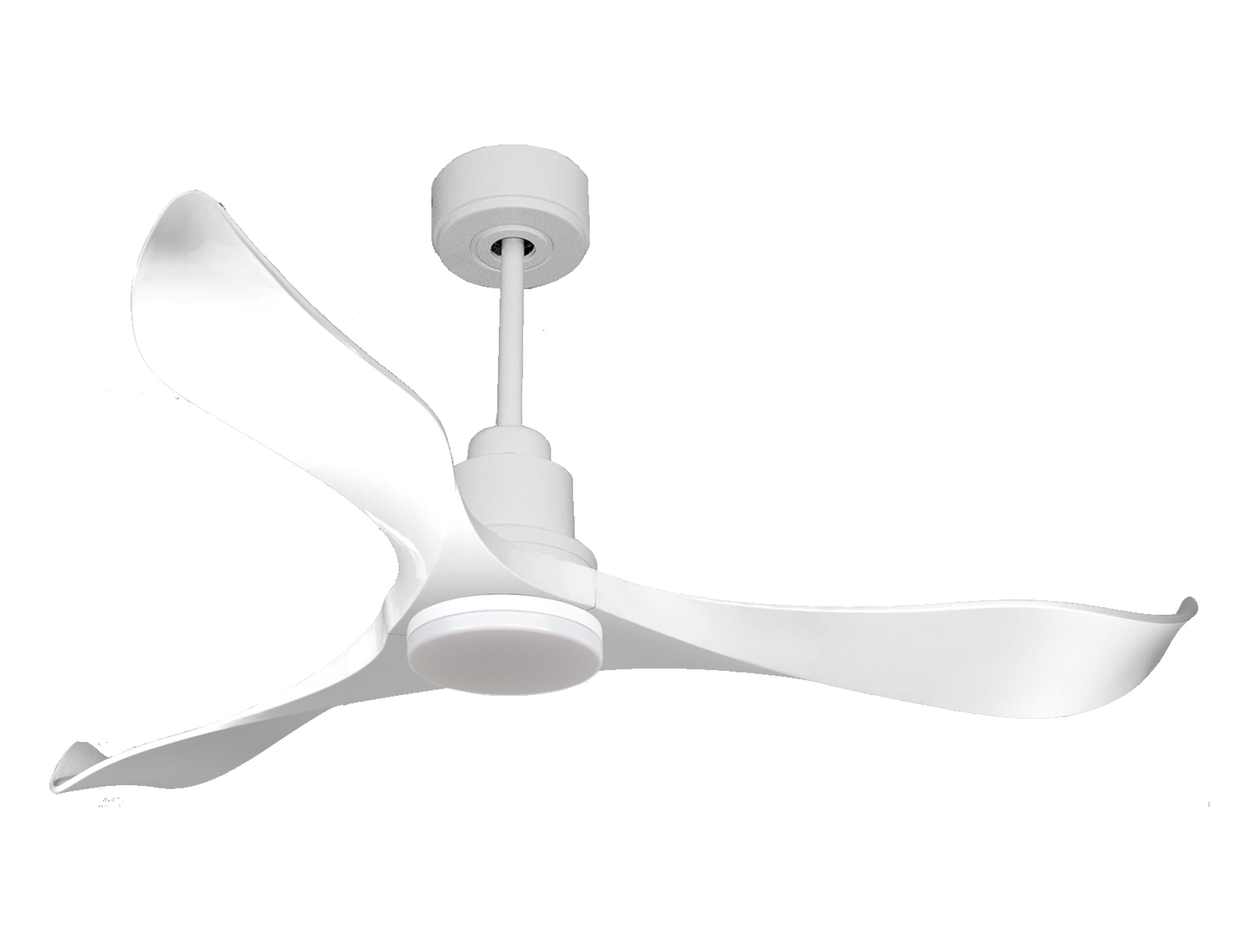 Ventilatore da soffitto Reversibile Termostato Dimmabile Wifi Motore CC Tetti inclinati Telecomando Luce a tre toni Adattatore 2/3 lame Hypersilence Memoria