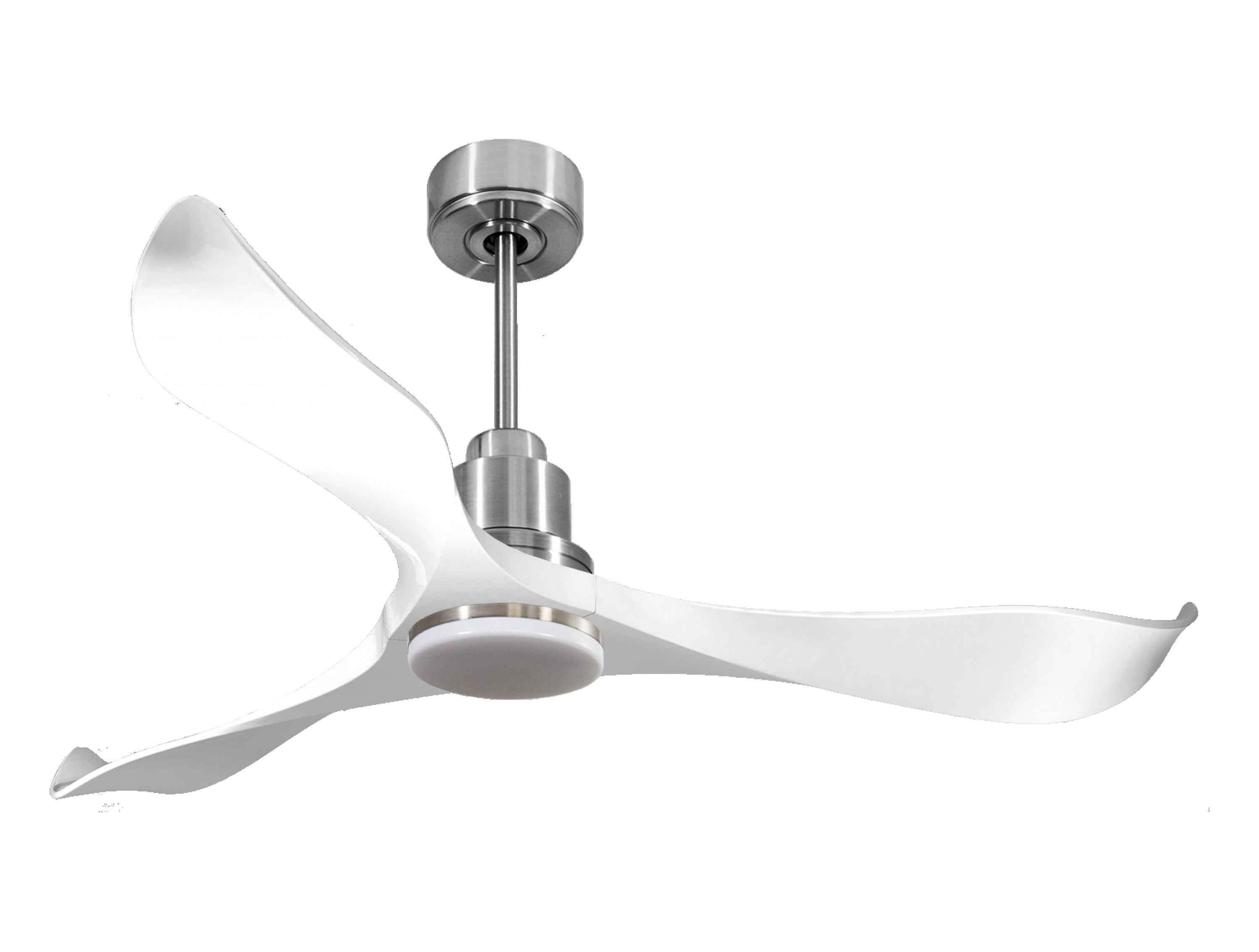 Ventilatore da soffitto Reversibile Termostato Dimmabile Wifi Motore CC Tetti inclinati Telecomando Luce a tre toni Adattatore 2/3 lame Hypersilence Memoria