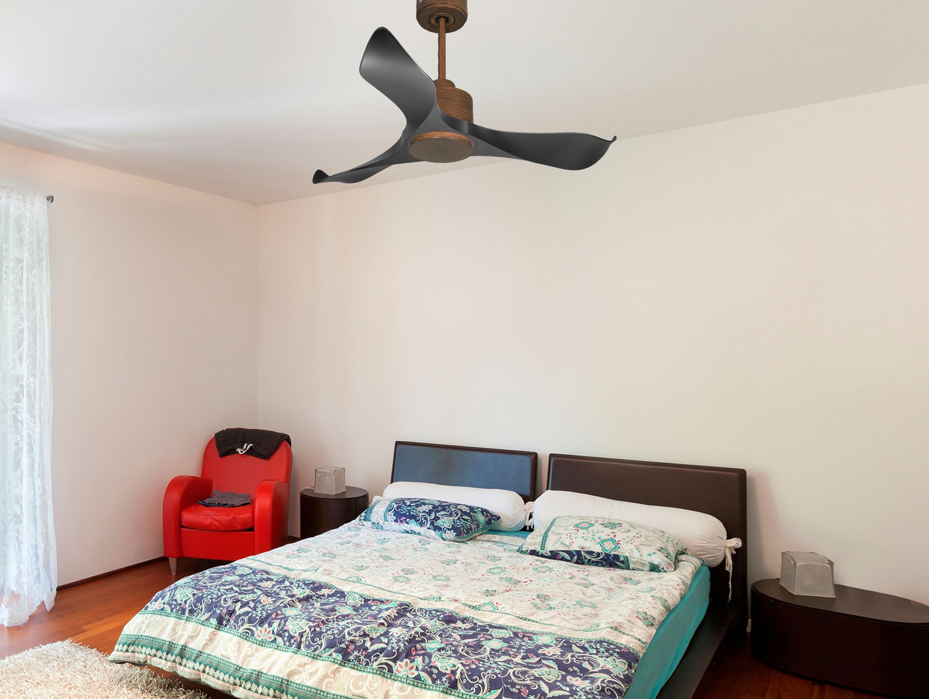 Ventilatore da soffitto Reversibile Termostato Wifi Motore CC Tetti inclinati Telecomando Adattatore 2/3 lame Hypersilence Memoria