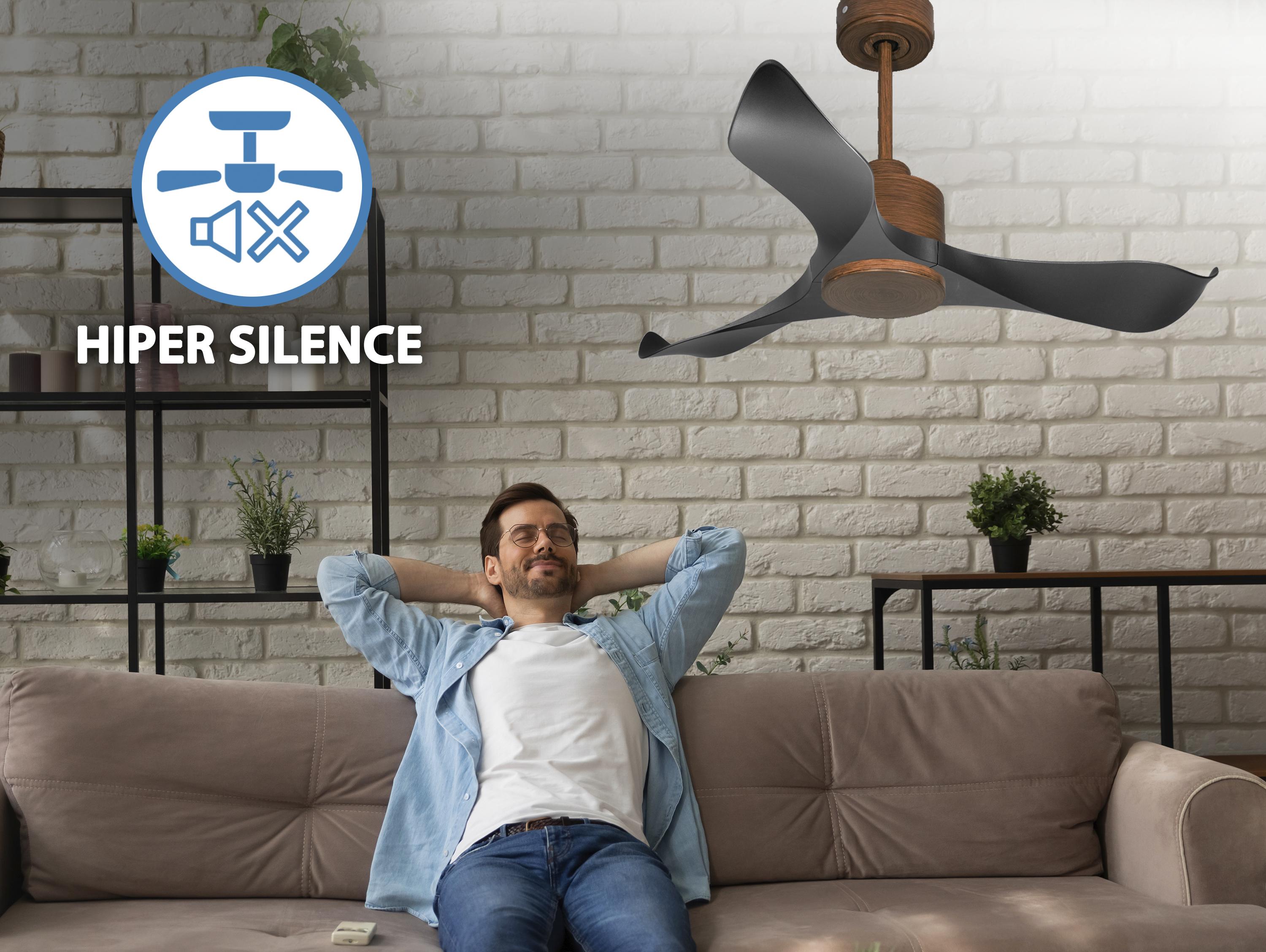 Ventilatore da soffitto Reversibile Termostato Wifi Motore CC Tetti inclinati Telecomando Adattatore 2/3 lame Hypersilence Memoria