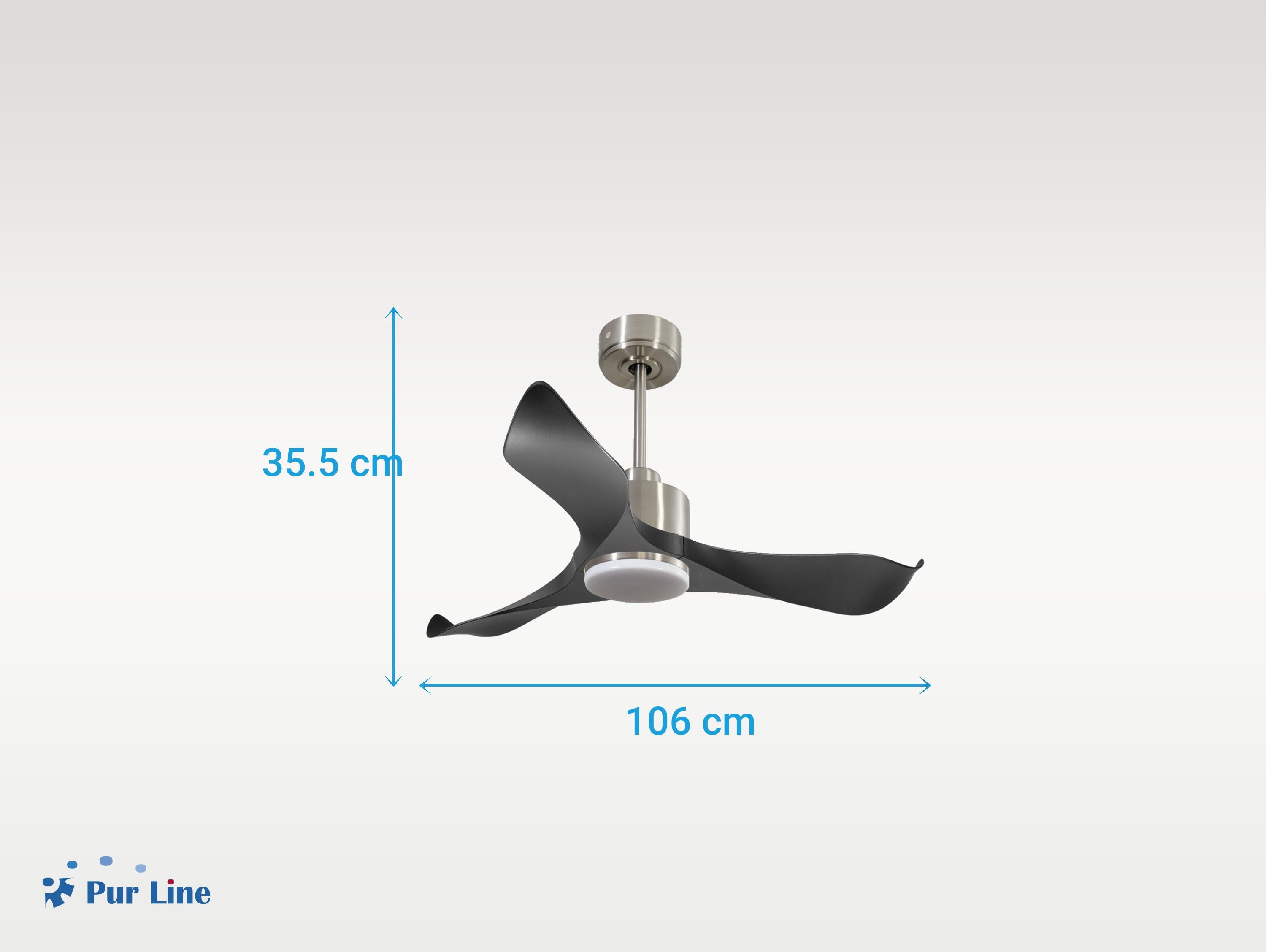 Ventilatore da soffitto Reversibile Termostato Dimmabile Wifi Motore CC Tetti inclinati Telecomando Luce a tre toni Adattatore 2/3 lame Hypersilence Memoria