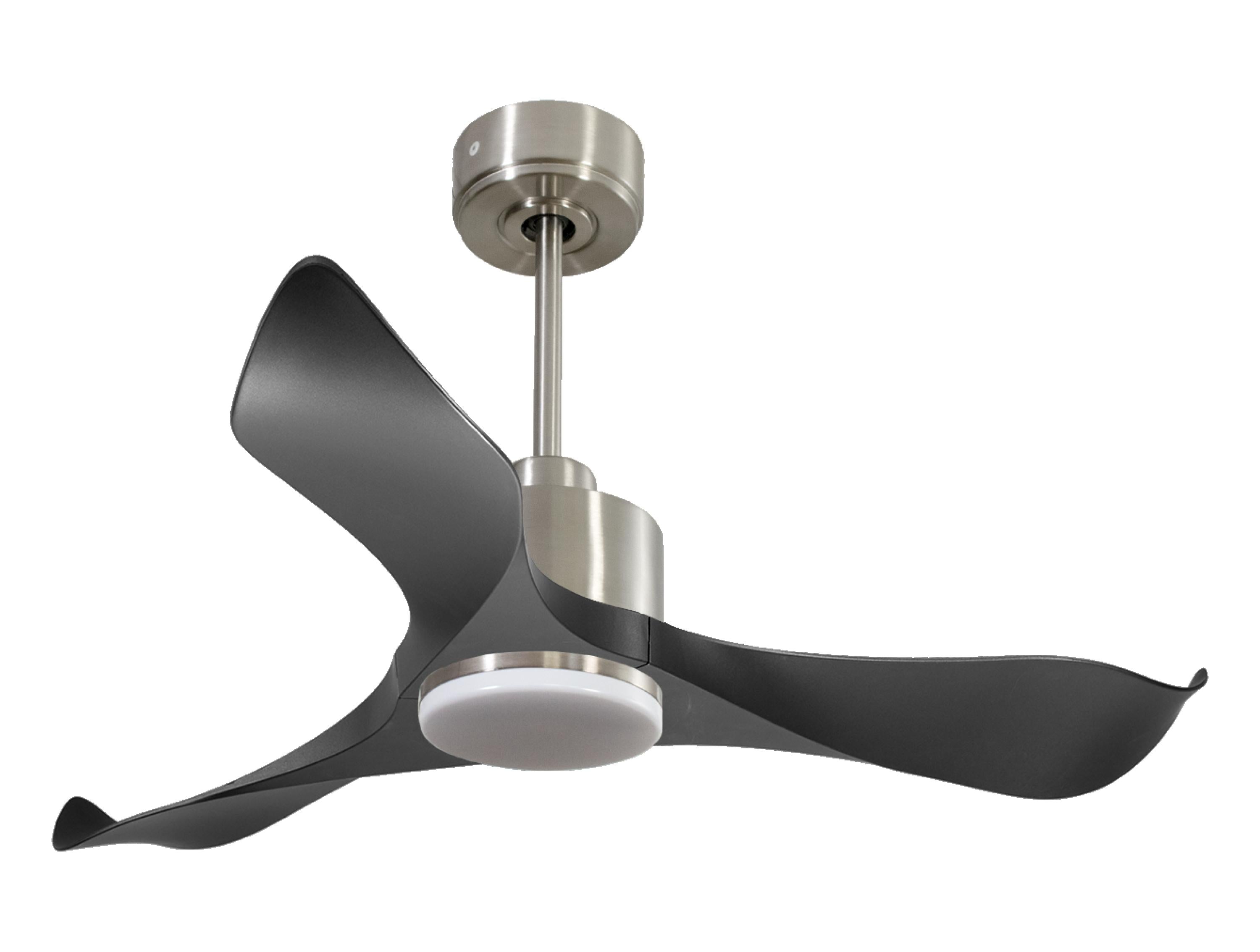 Ventilatore da soffitto Reversibile Termostato Dimmabile Wifi Motore CC Tetti inclinati Telecomando Luce a tre toni Adattatore 2/3 lame Hypersilence Memoria