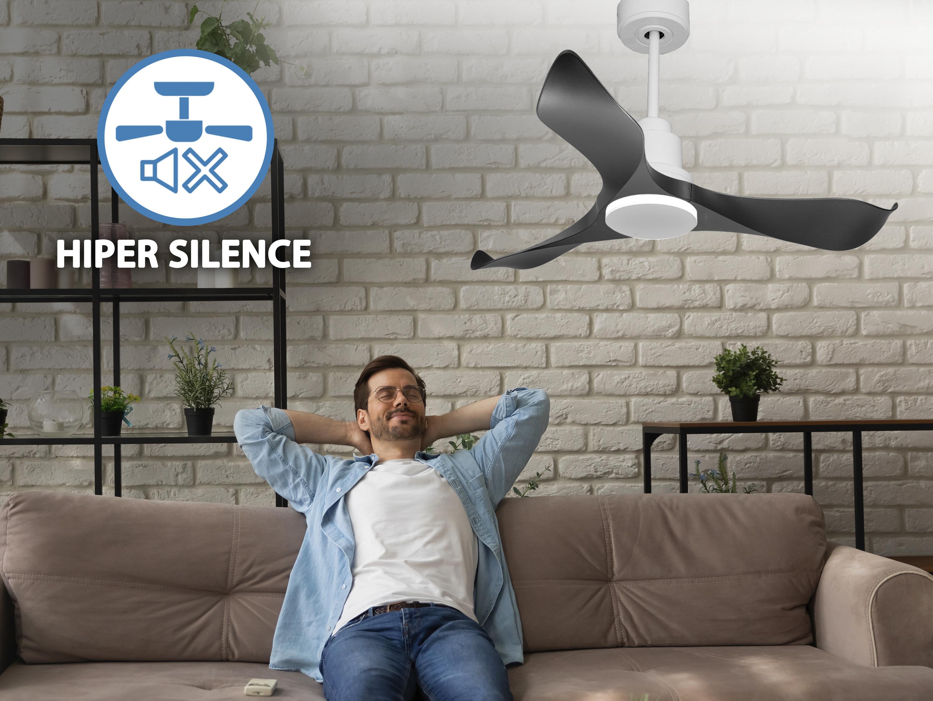 Ventilatore da soffitto Reversibile Termostato Wifi Motore CC Tetti inclinati Telecomando Adattatore 2/3 lame Hypersilence Memoria
