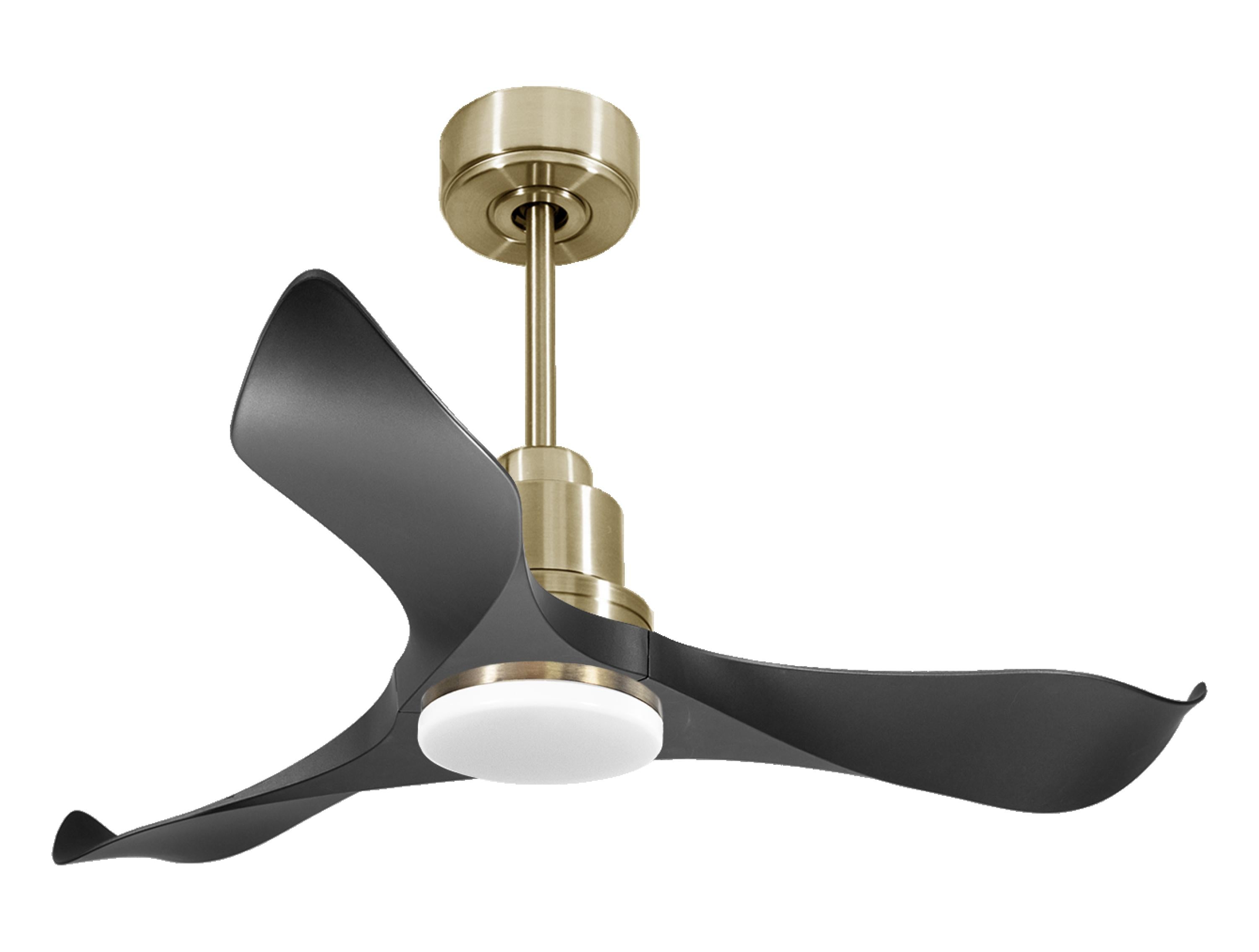 Ventilatore da soffitto Reversibile Termostato Dimmabile Wifi Motore CC Tetti inclinati Telecomando Luce a tre toni Adattatore 2/3 lame Hypersilence Memoria